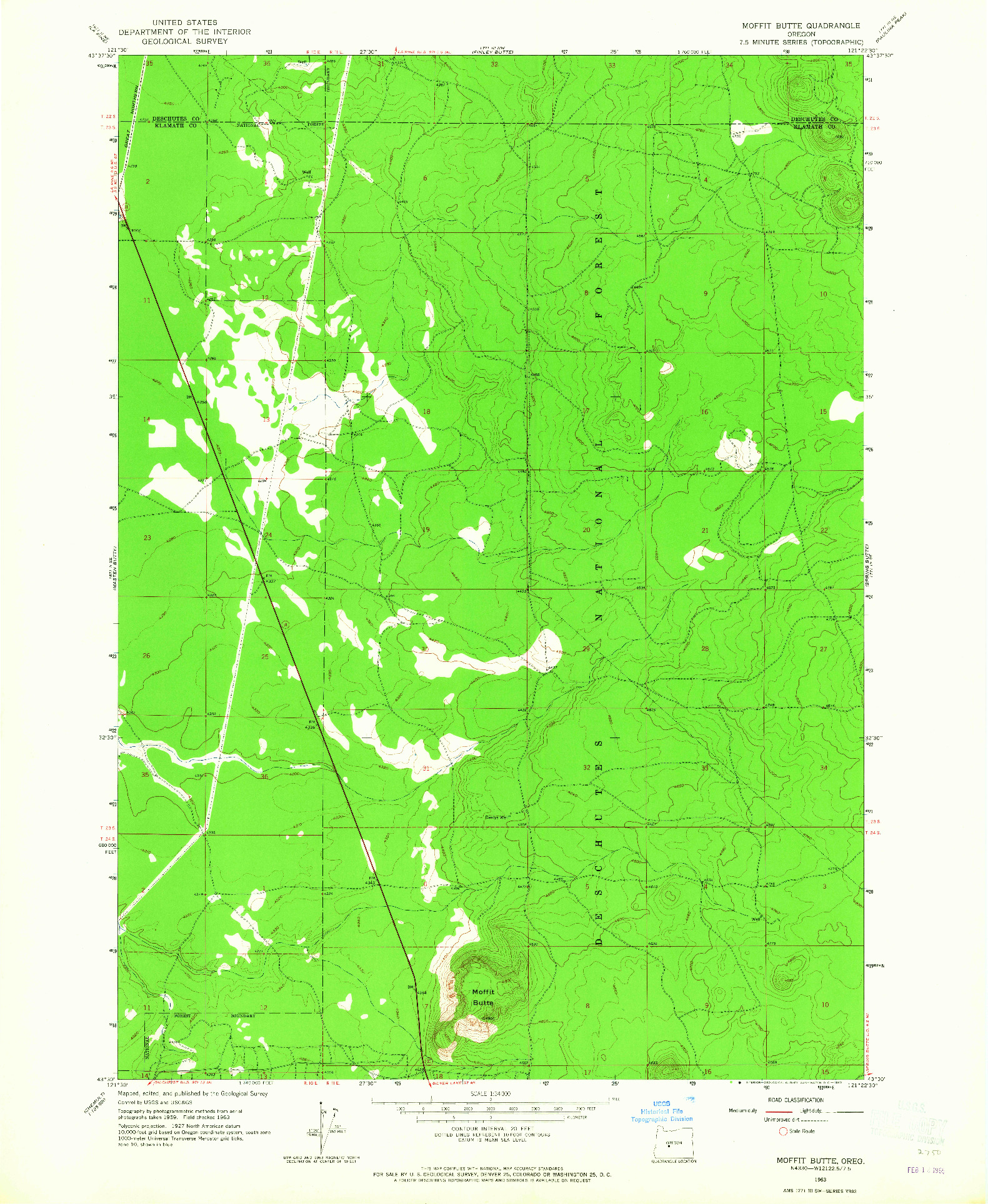 USGS 1:24000-SCALE QUADRANGLE FOR MOFFITT BUTTE, OR 1963