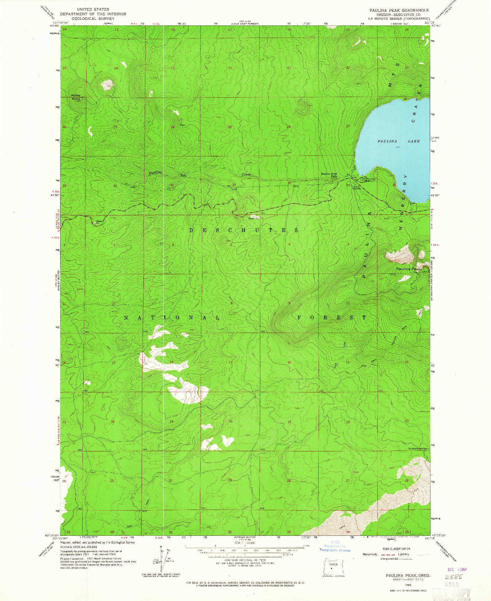 USGS 1:24000-SCALE QUADRANGLE FOR PAULINA PEAK, OR 1963