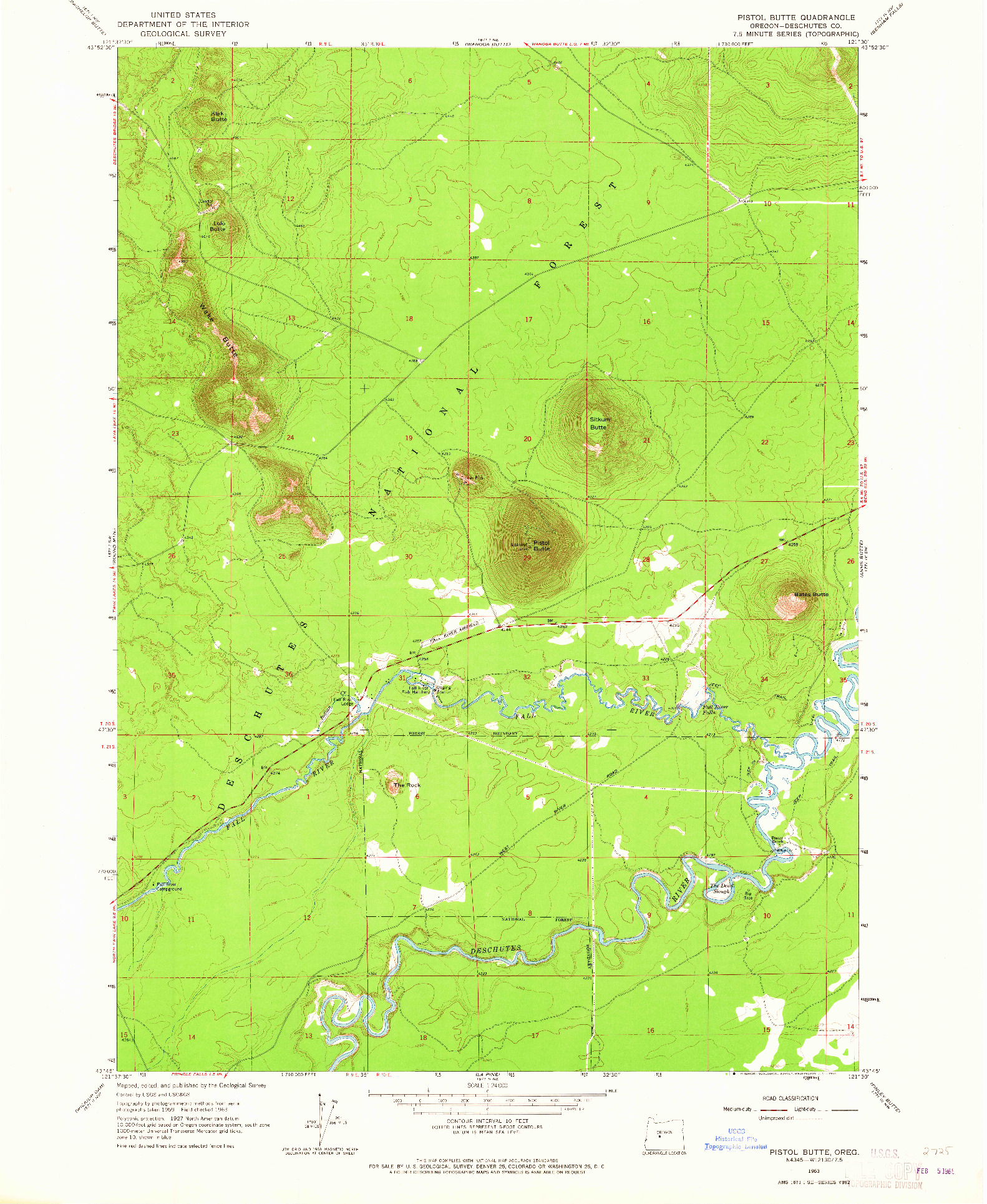 USGS 1:24000-SCALE QUADRANGLE FOR PISTOL BUTTE, OR 1963