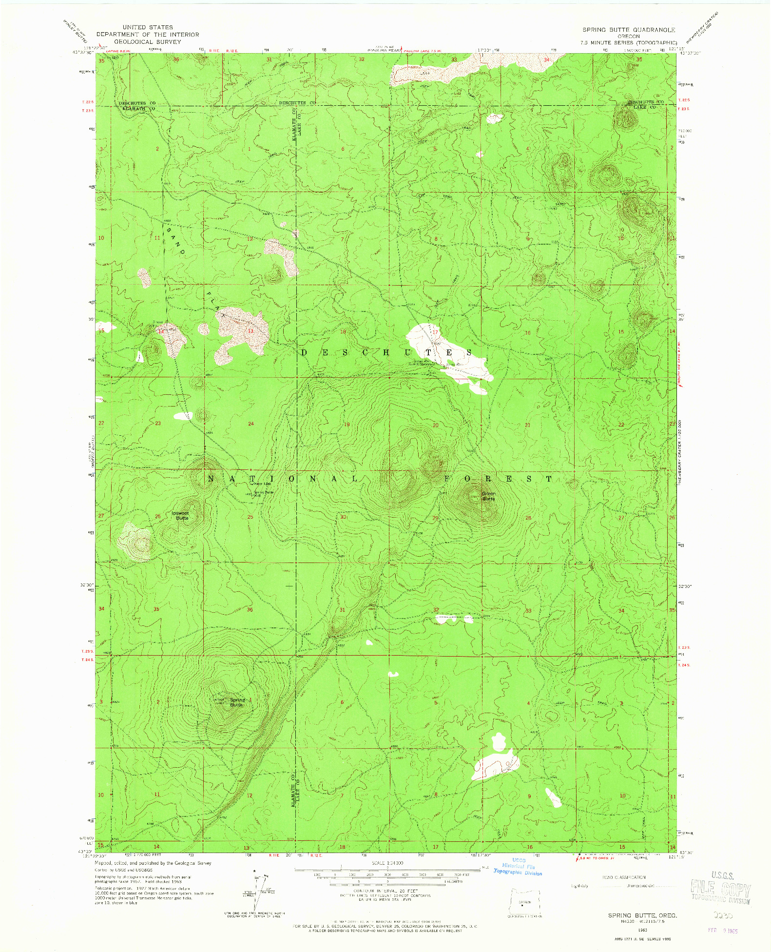 USGS 1:24000-SCALE QUADRANGLE FOR SPRING BUTTE, OR 1963