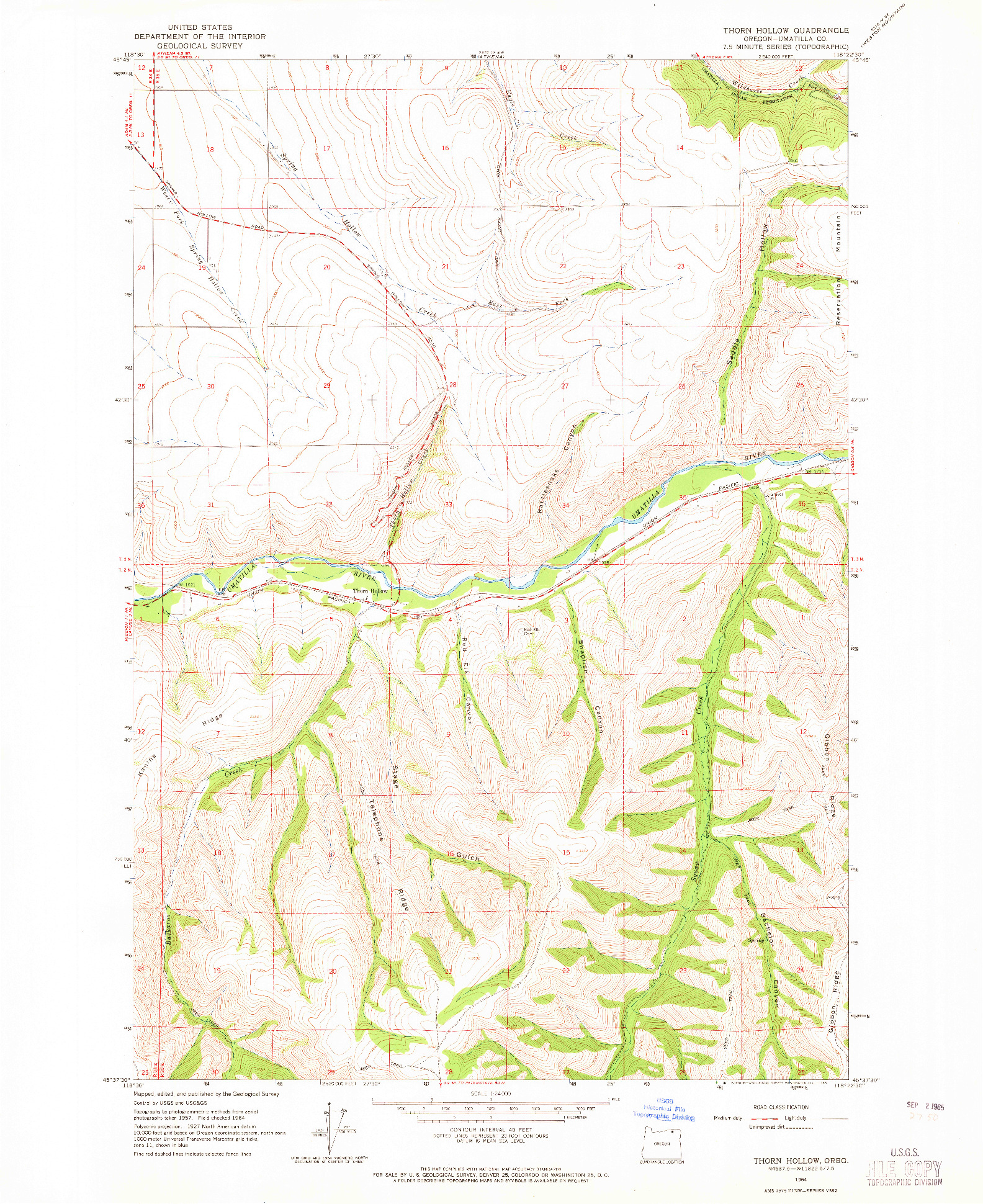 USGS 1:24000-SCALE QUADRANGLE FOR THORN HOLLOW, OR 1964