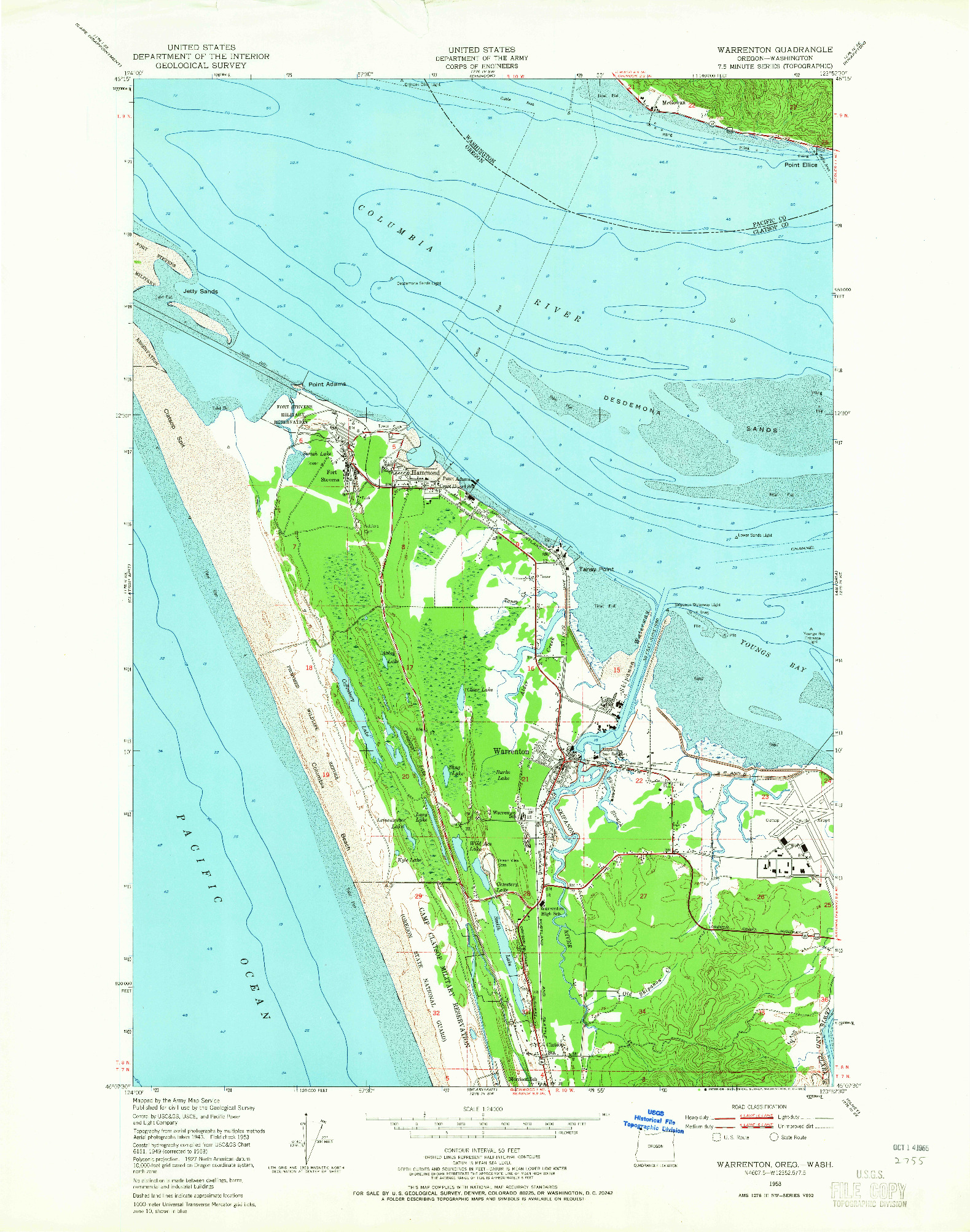 USGS 1:24000-SCALE QUADRANGLE FOR WARRENTON, OR 1953