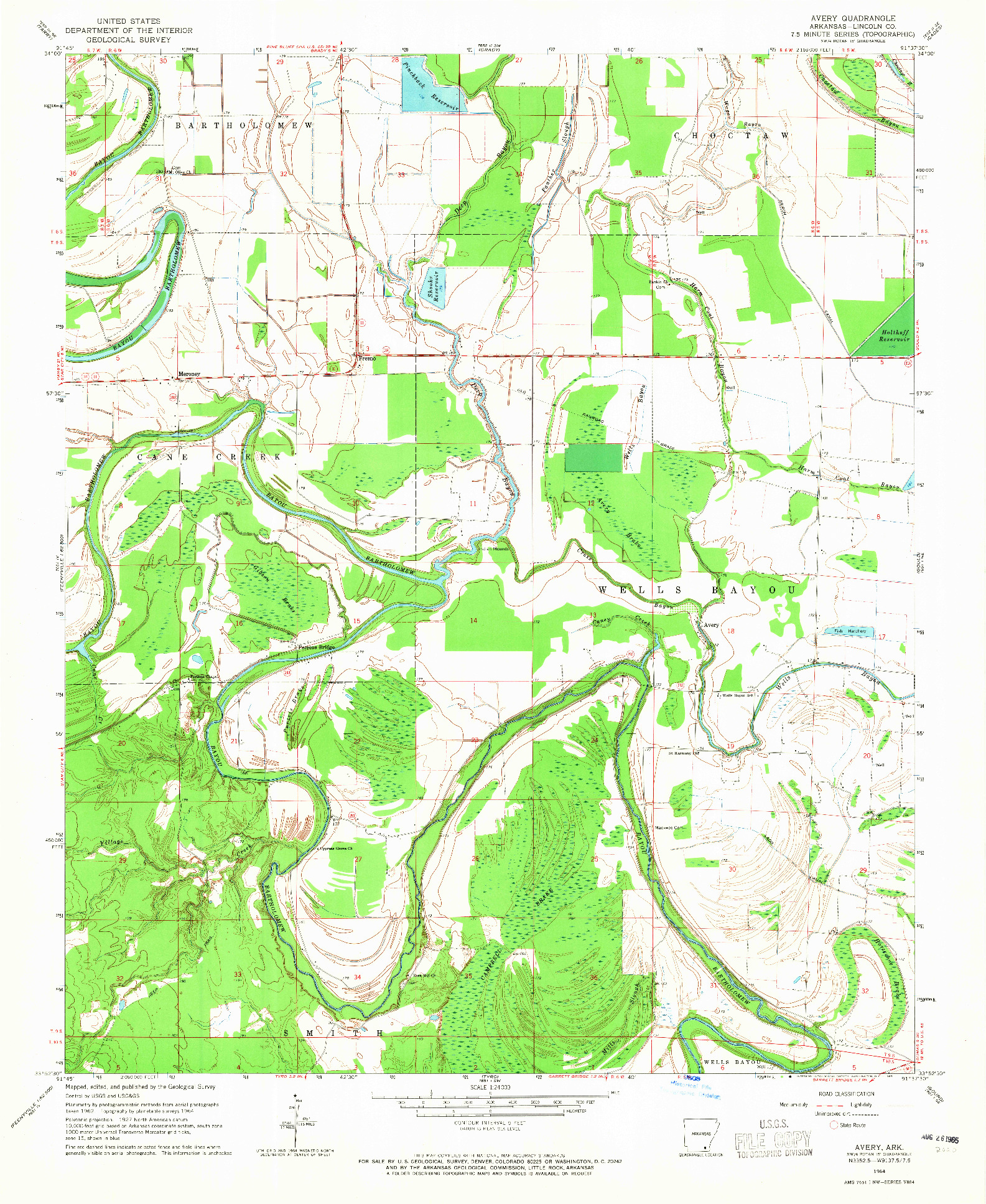 USGS 1:24000-SCALE QUADRANGLE FOR AVERY, AR 1964