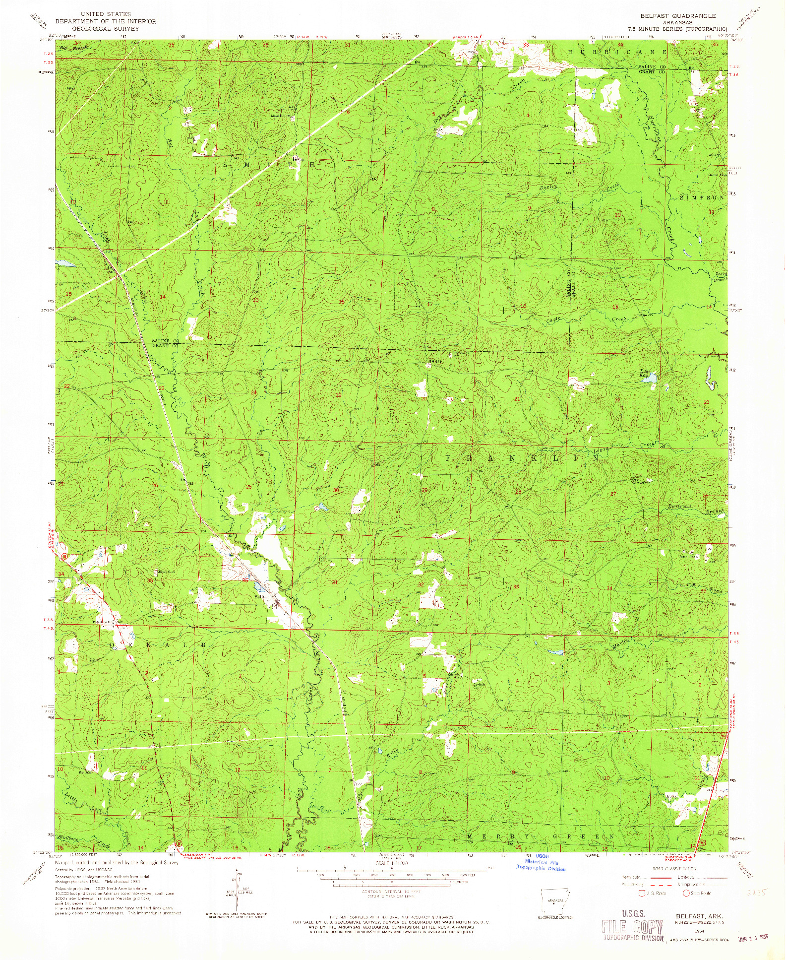 USGS 1:24000-SCALE QUADRANGLE FOR BELFAST, AR 1964