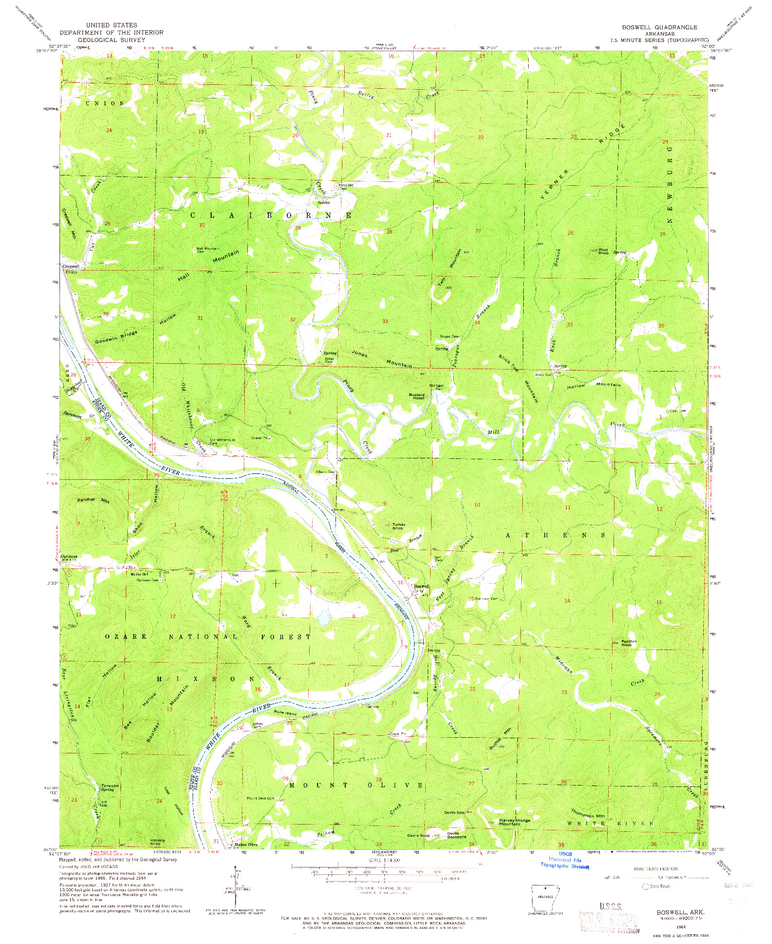 USGS 1:24000-SCALE QUADRANGLE FOR BOSWELL, AR 1964