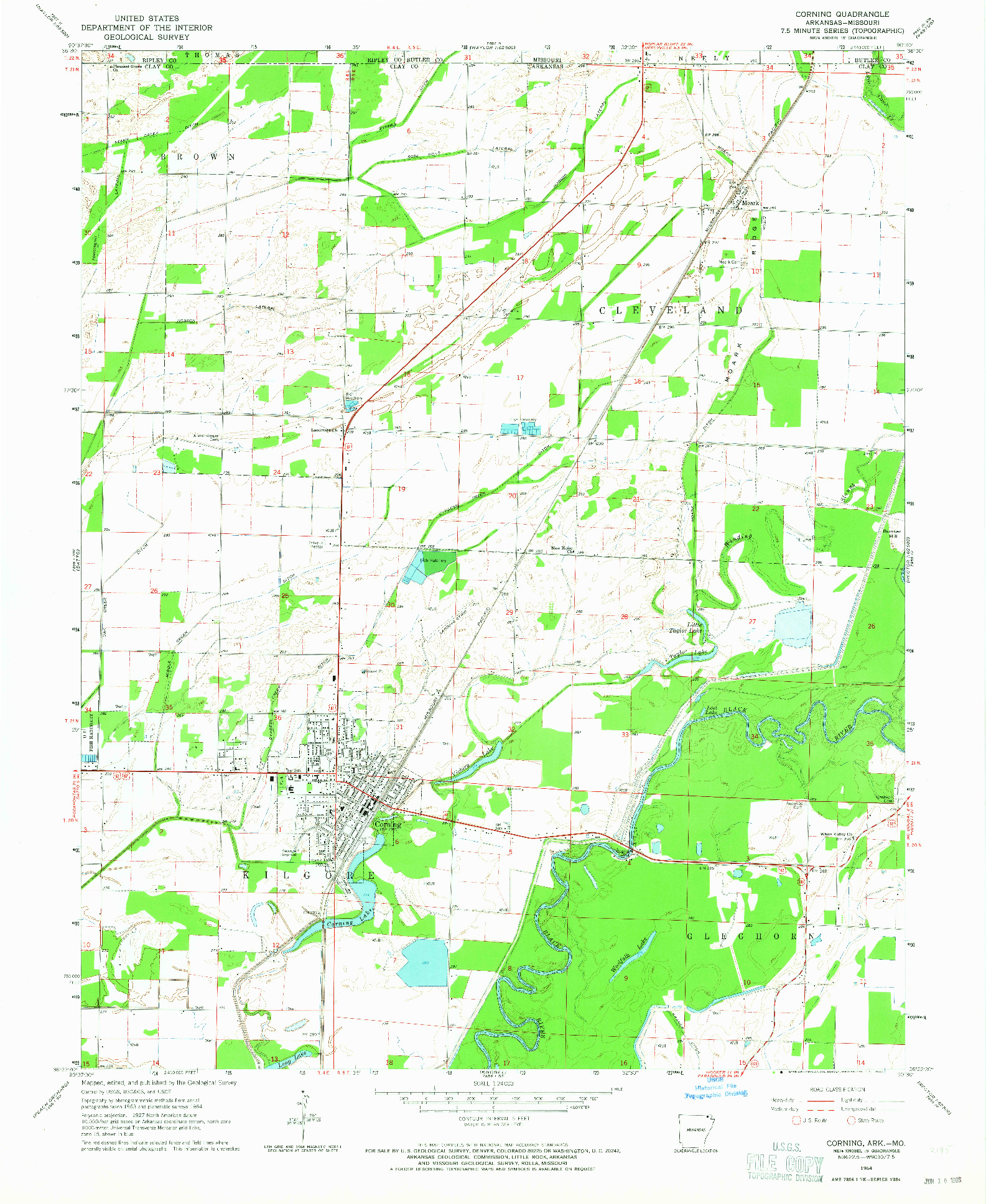 USGS 1:24000-SCALE QUADRANGLE FOR CORNING, AR 1964