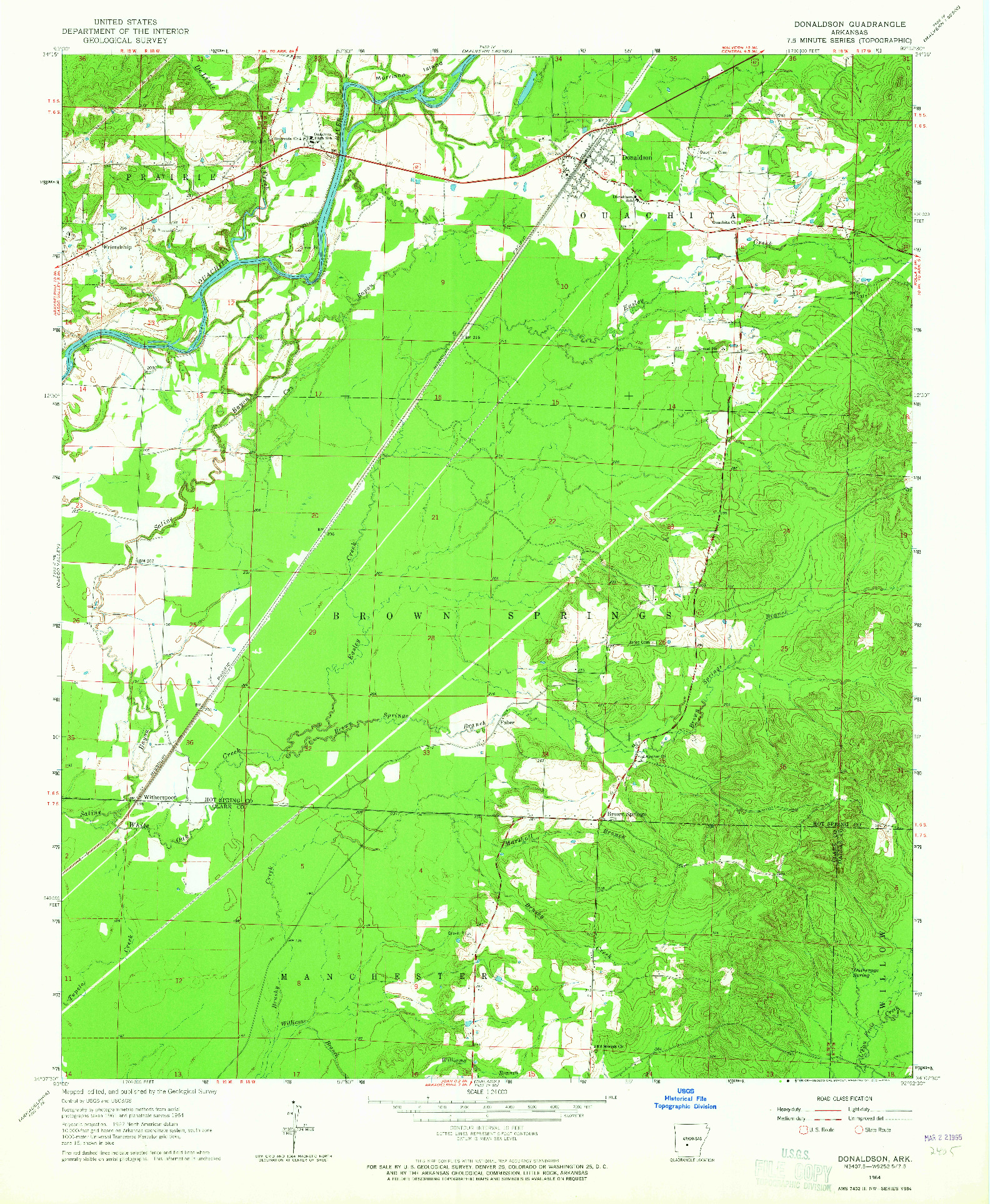 USGS 1:24000-SCALE QUADRANGLE FOR DONALDSON, AR 1964