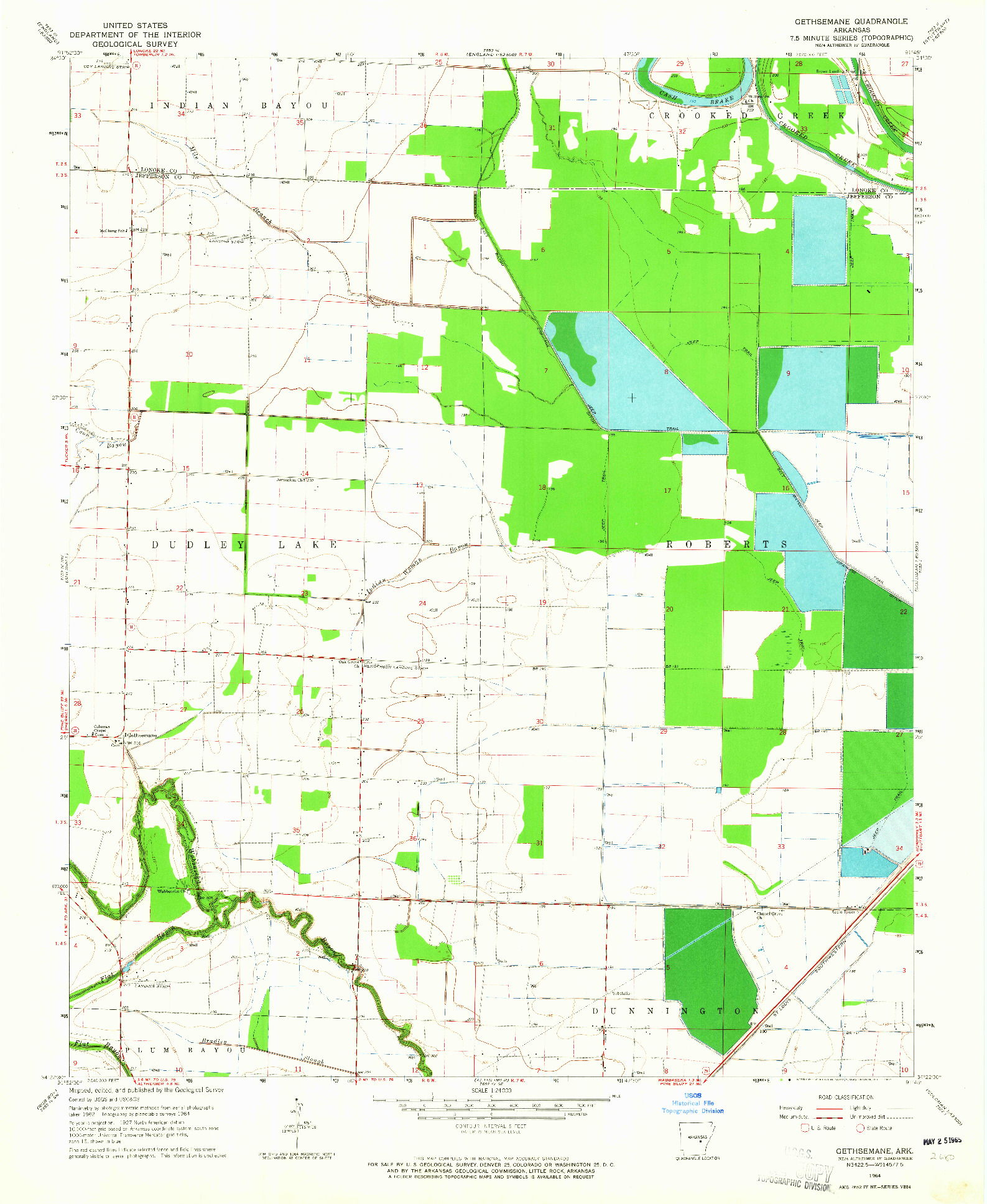 USGS 1:24000-SCALE QUADRANGLE FOR GETHSEMANE, AR 1964