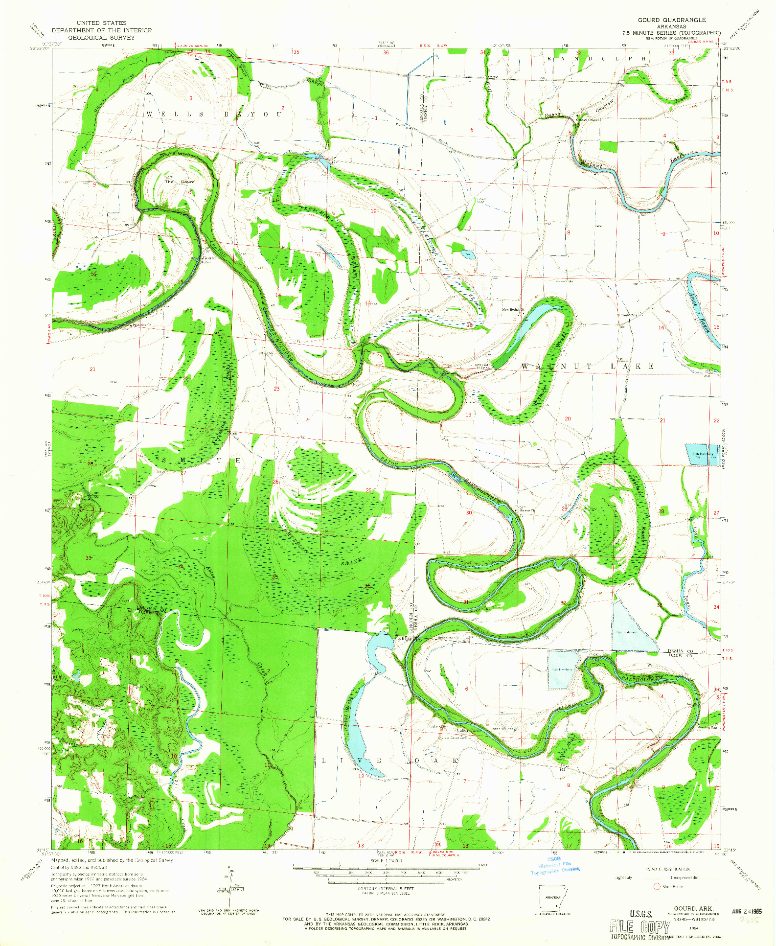 USGS 1:24000-SCALE QUADRANGLE FOR GOURD, AR 1964