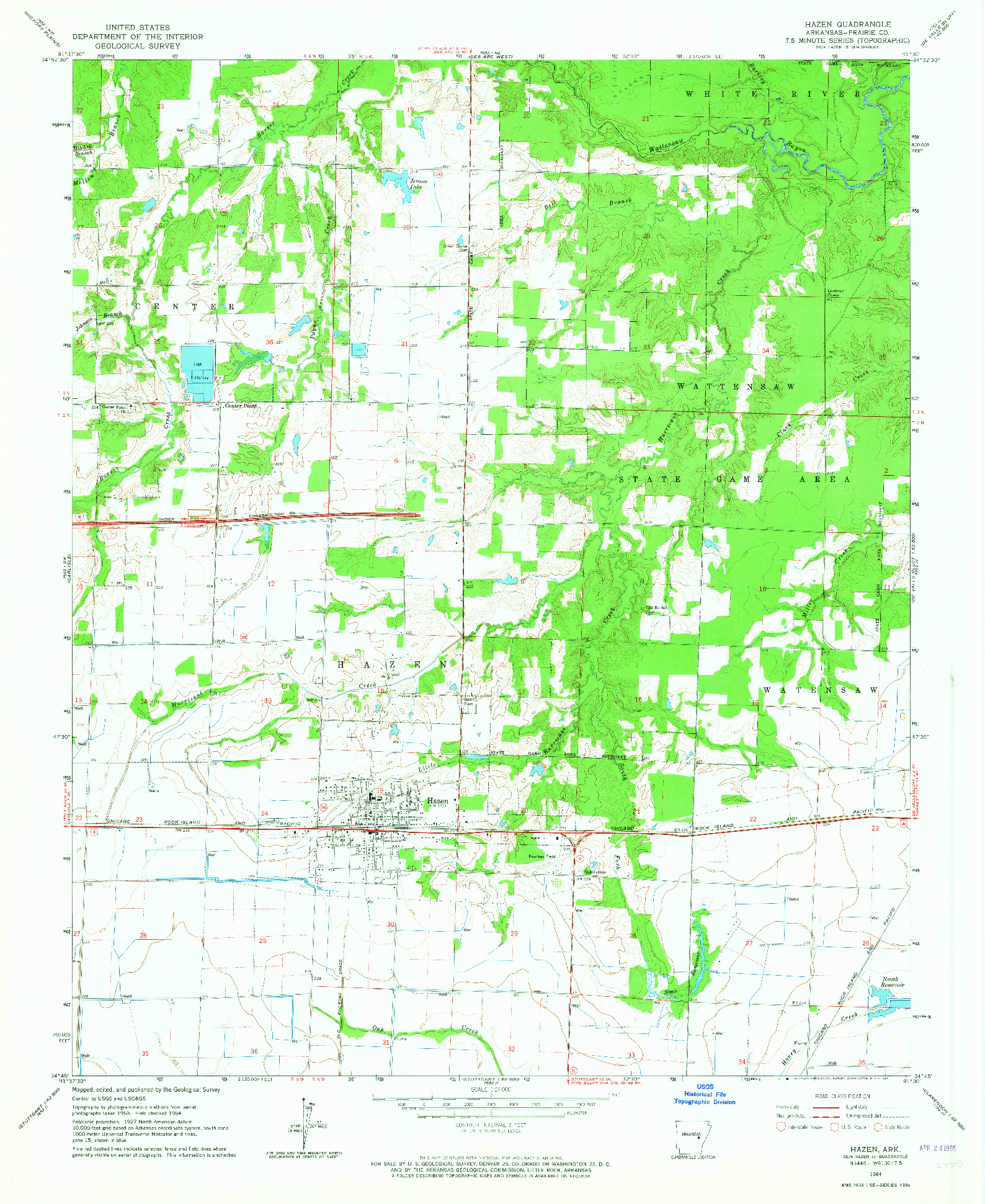 USGS 1:24000-SCALE QUADRANGLE FOR HAZEN, AR 1964