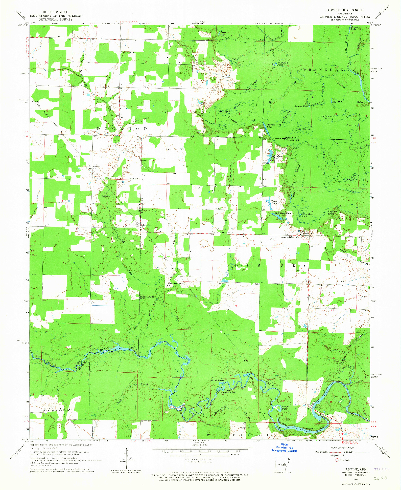 USGS 1:24000-SCALE QUADRANGLE FOR JASMINE, AR 1964