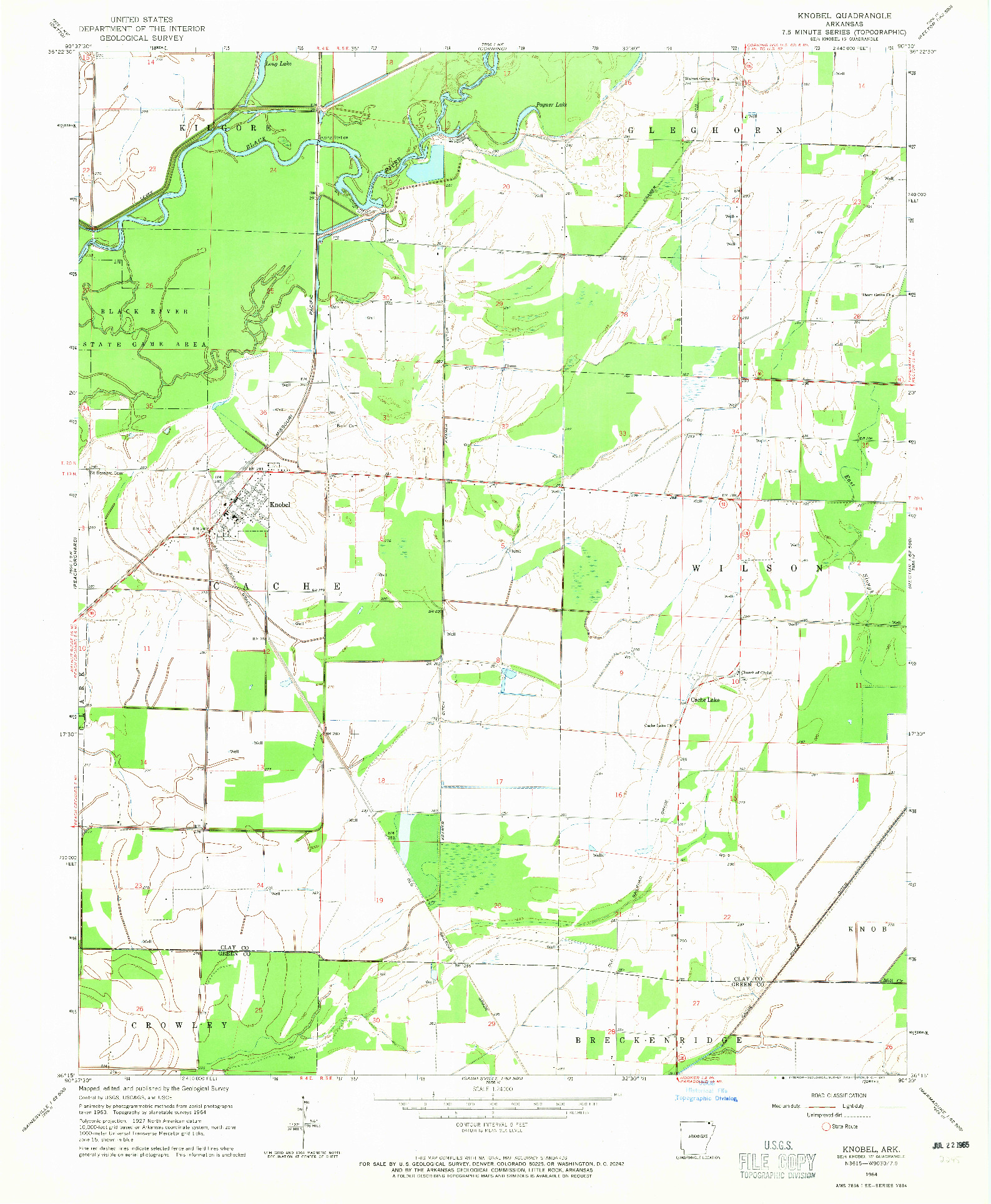 USGS 1:24000-SCALE QUADRANGLE FOR KNOBEL, AR 1964