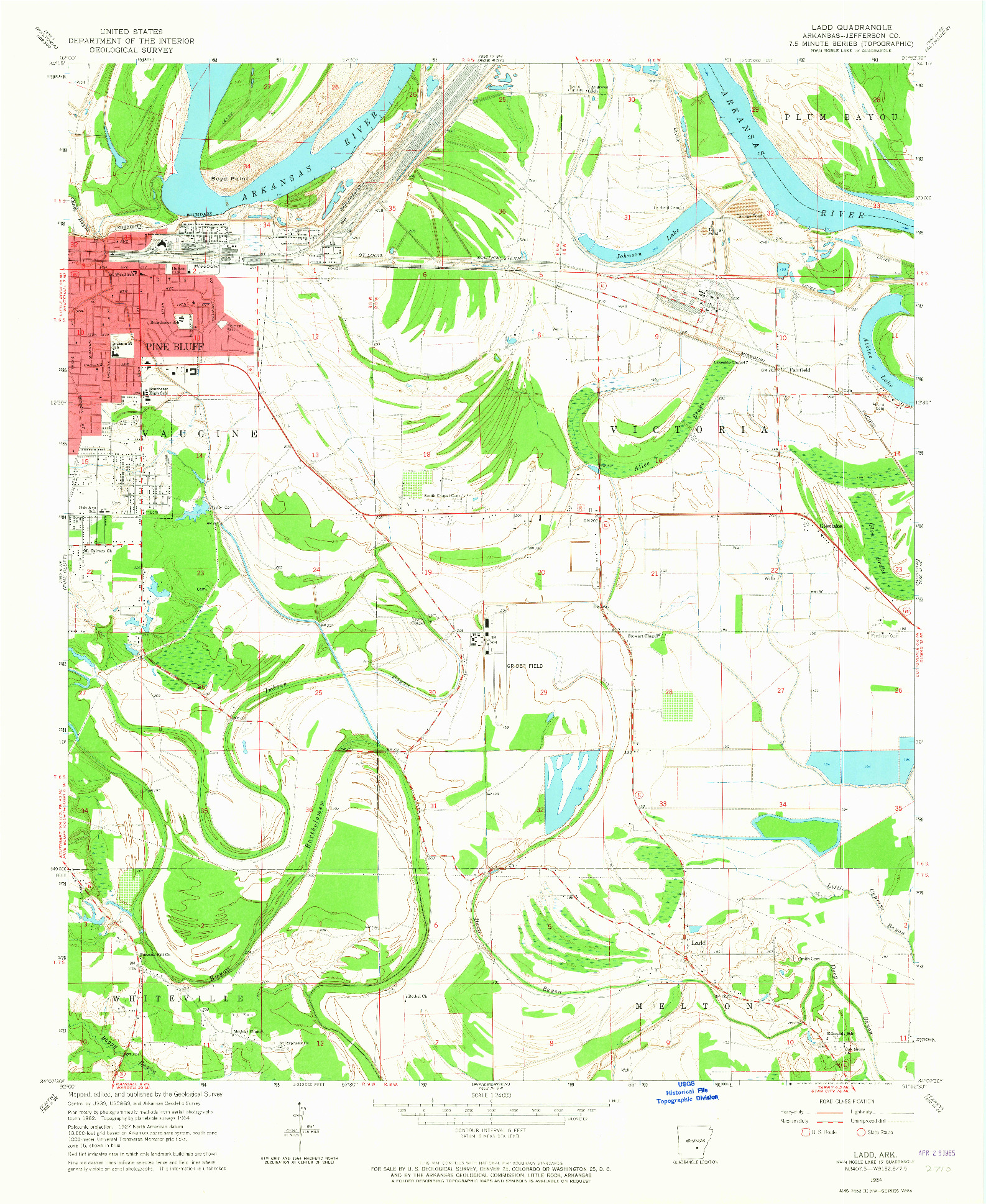 USGS 1:24000-SCALE QUADRANGLE FOR LADD, AR 1964