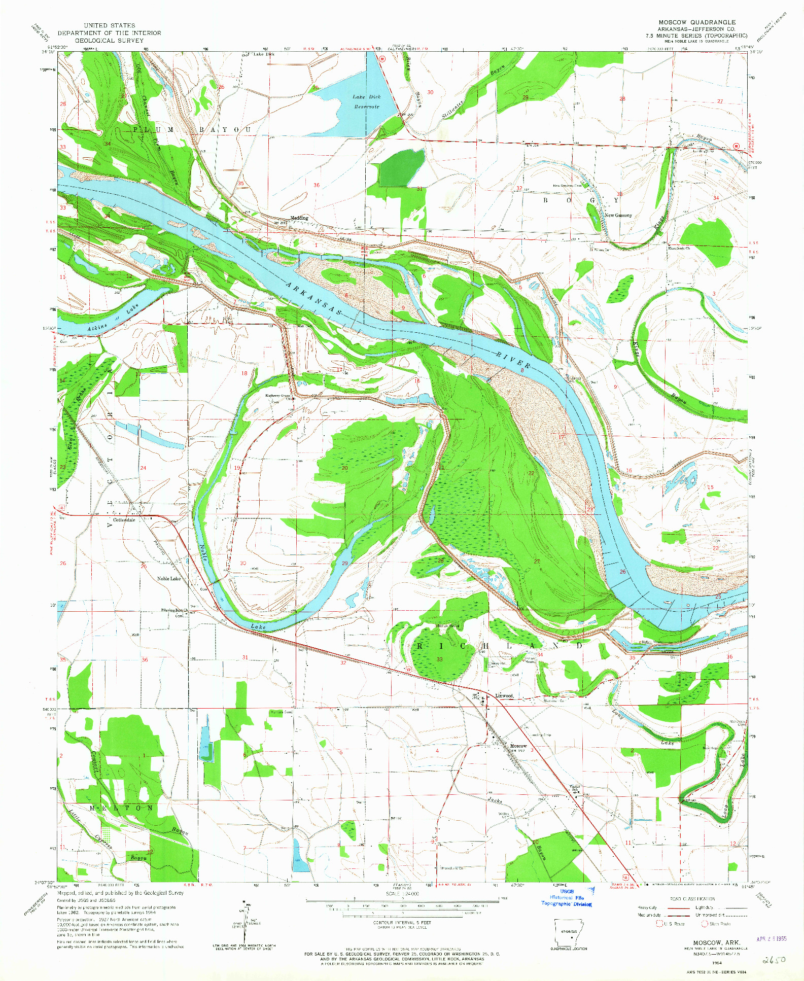 USGS 1:24000-SCALE QUADRANGLE FOR MOSCOW, AR 1964