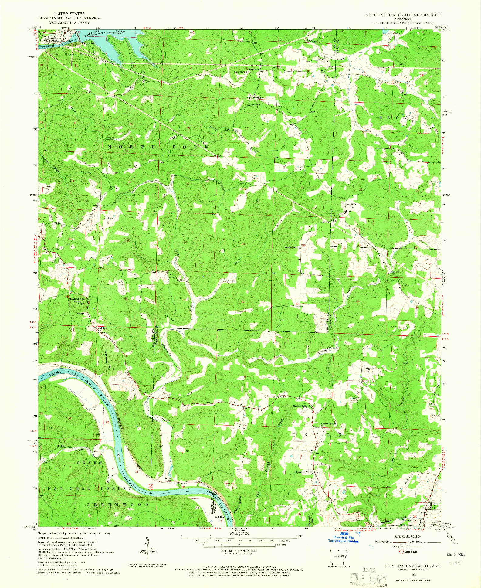USGS 1:24000-SCALE QUADRANGLE FOR NORFORK DAM SOUTH, AR 1964