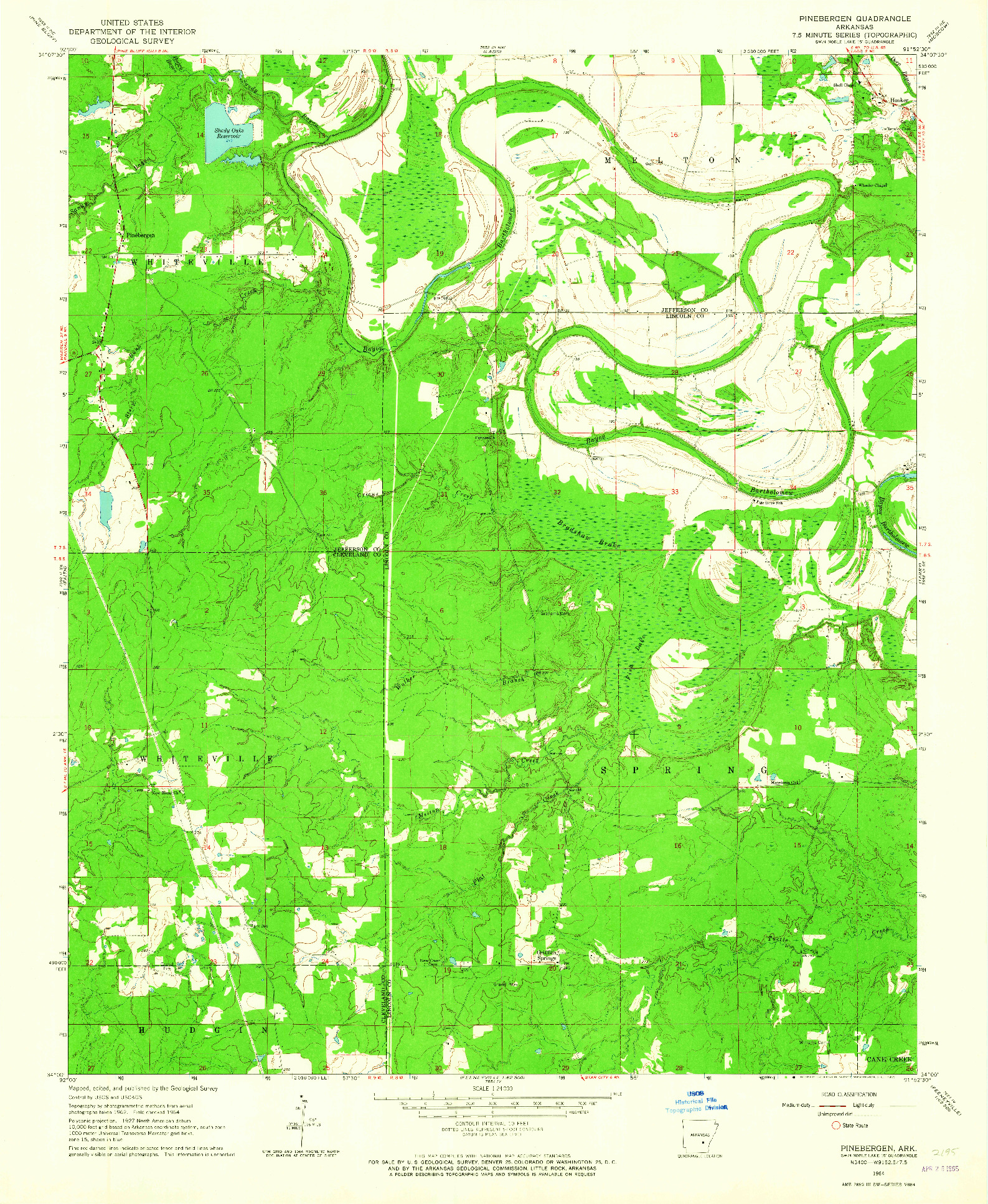 USGS 1:24000-SCALE QUADRANGLE FOR PINEBERGEN, AR 1964