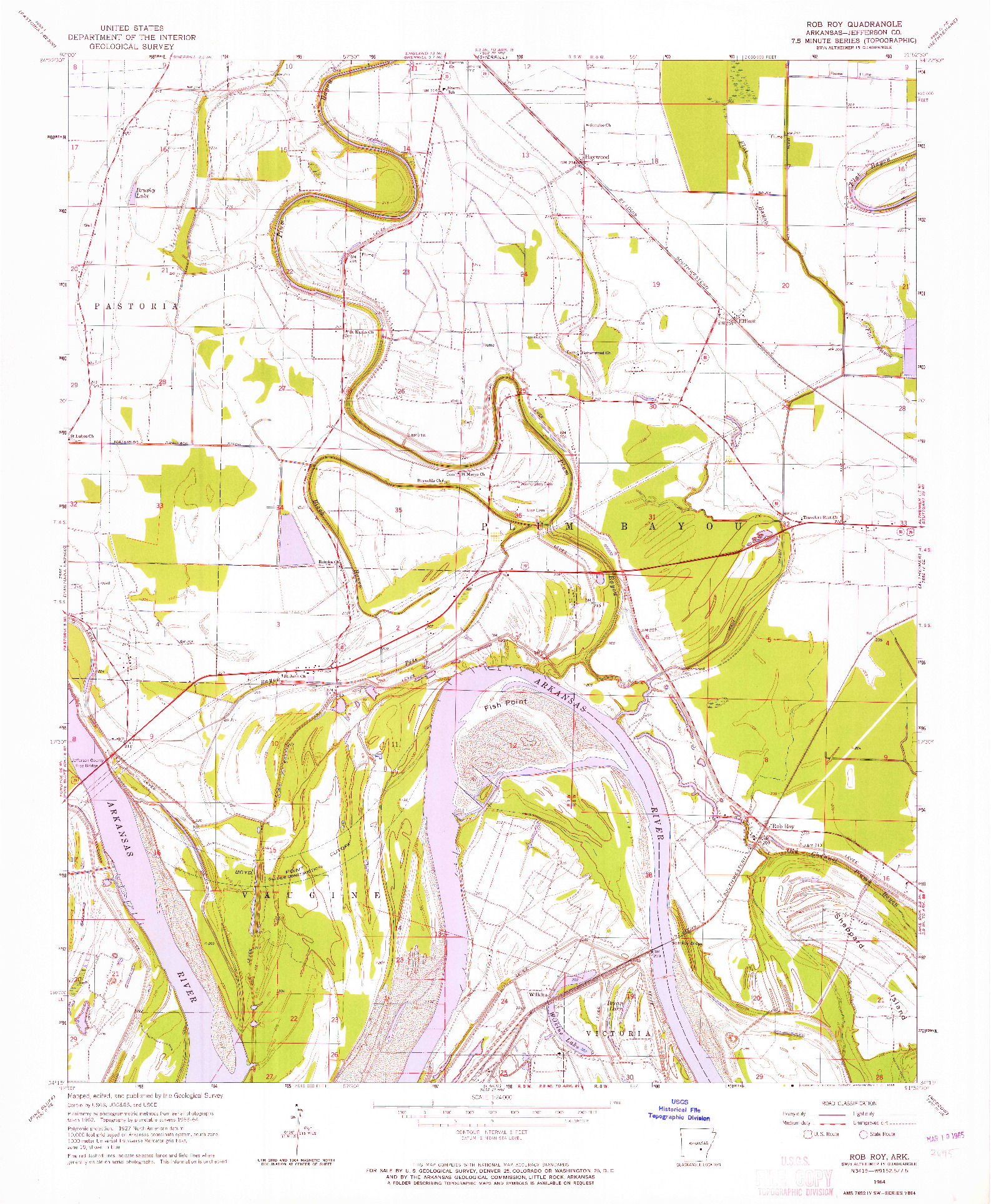 USGS 1:24000-SCALE QUADRANGLE FOR ROB ROY, AR 1964