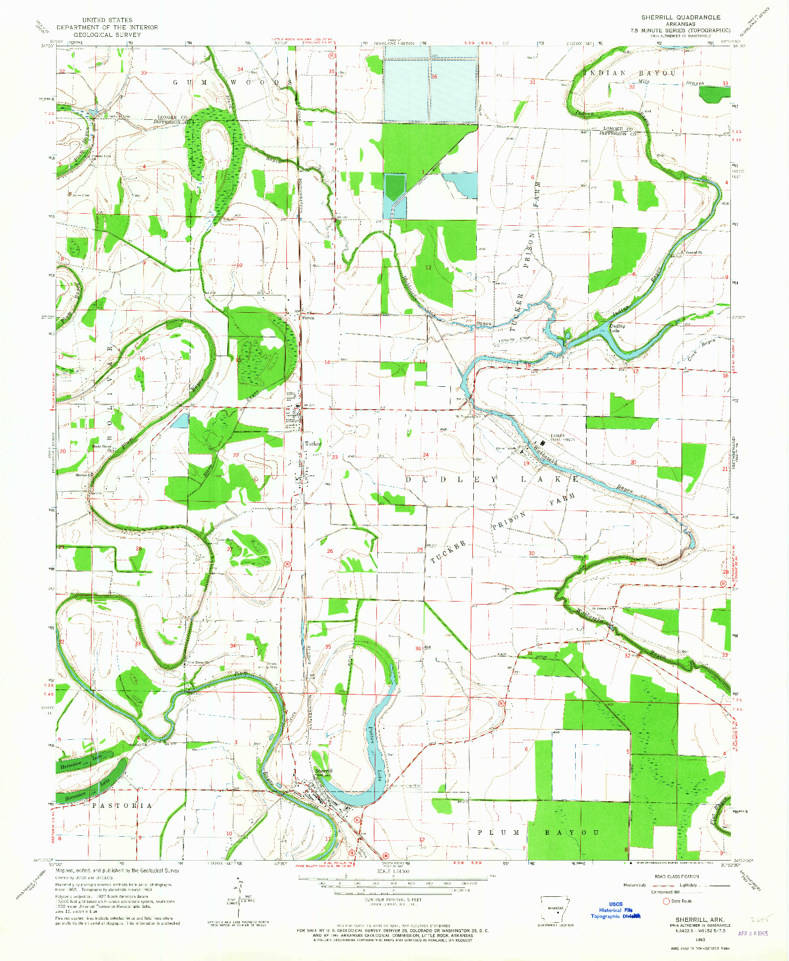 USGS 1:24000-SCALE QUADRANGLE FOR SHERRILL, AR 1963