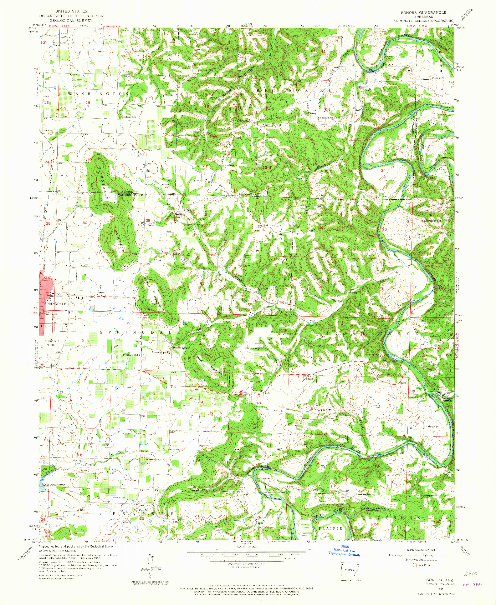 USGS 1:24000-SCALE QUADRANGLE FOR SONORA, AR 1958