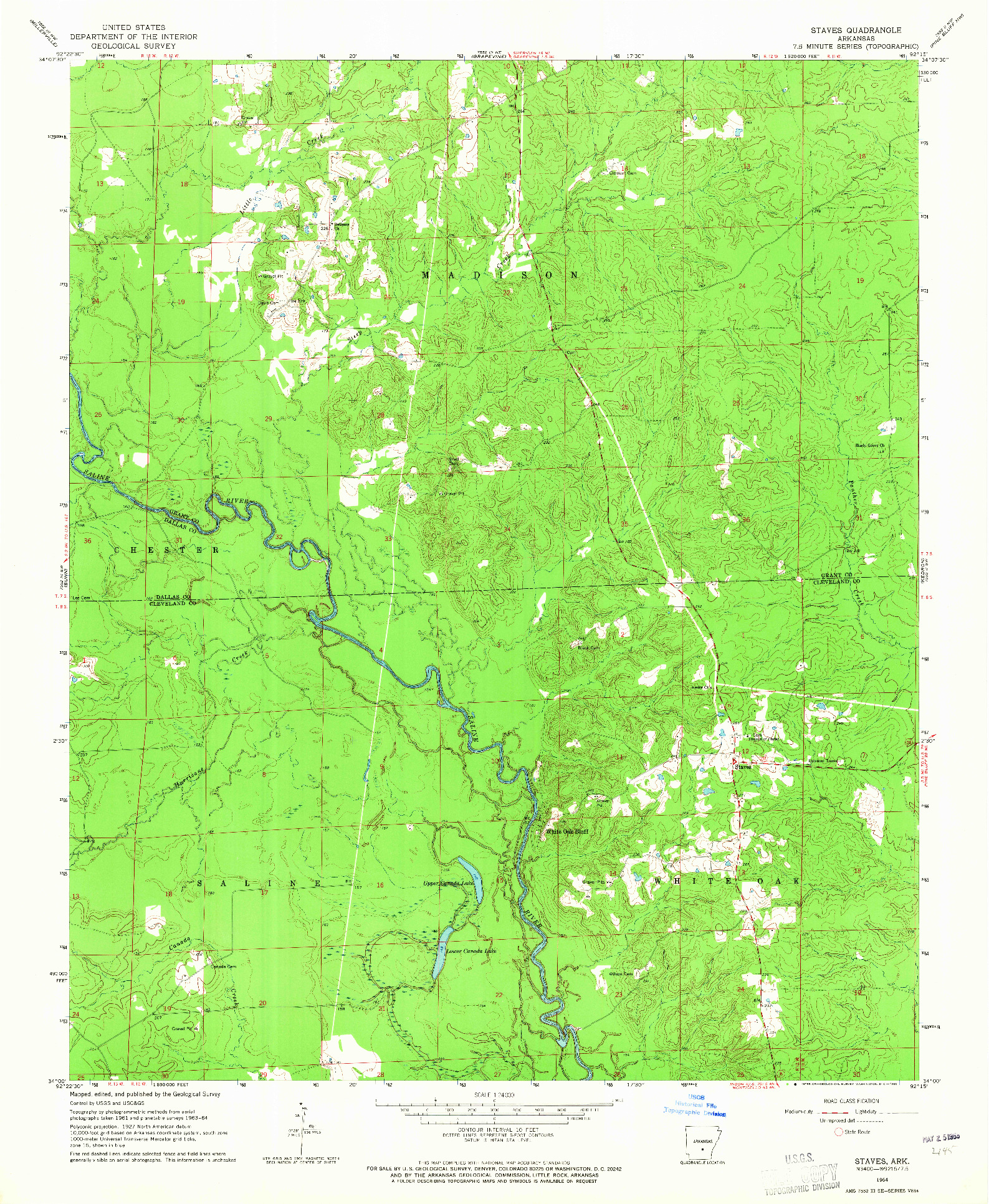 USGS 1:24000-SCALE QUADRANGLE FOR STAVES, AR 1964