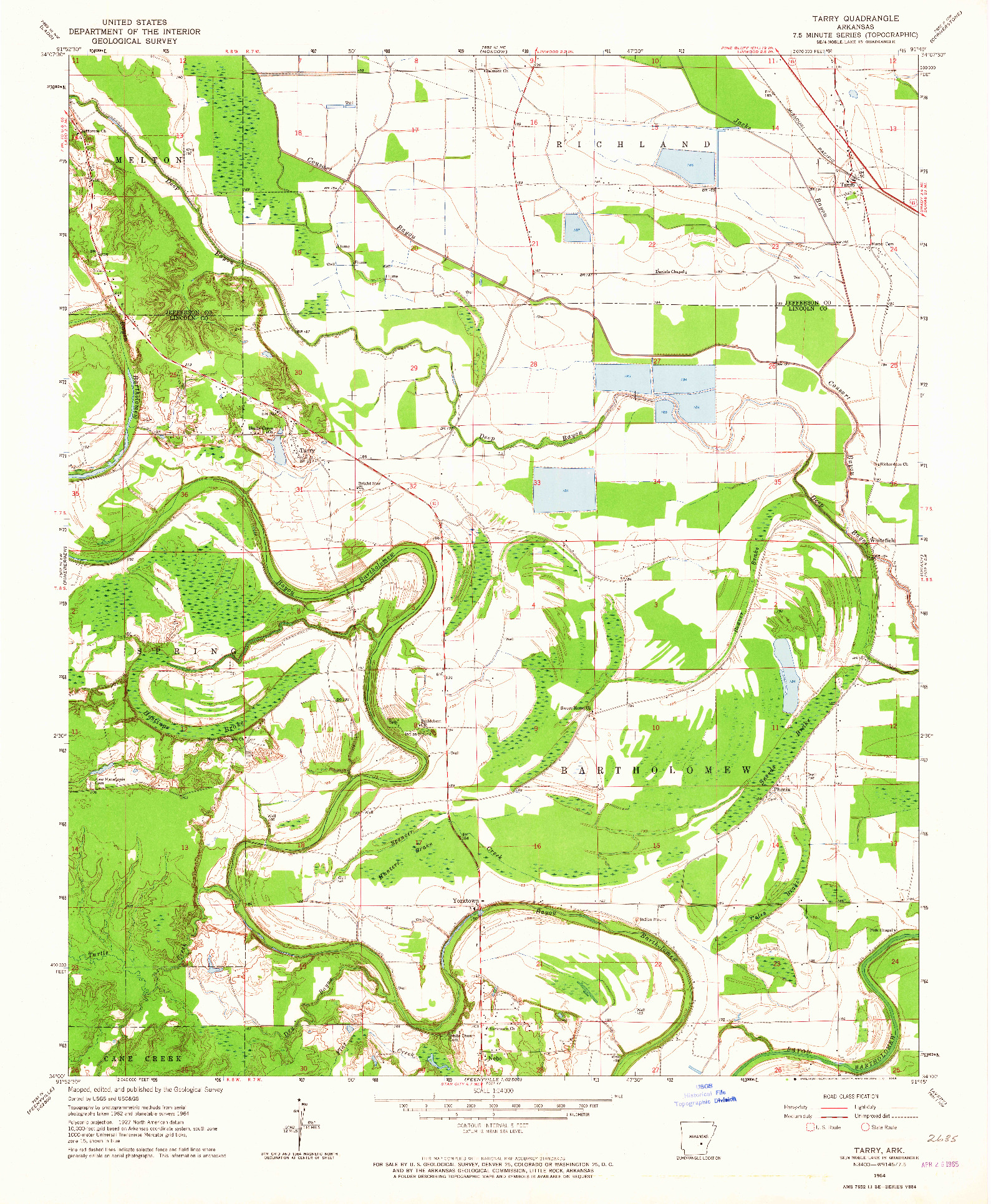 USGS 1:24000-SCALE QUADRANGLE FOR TARRY, AR 1964