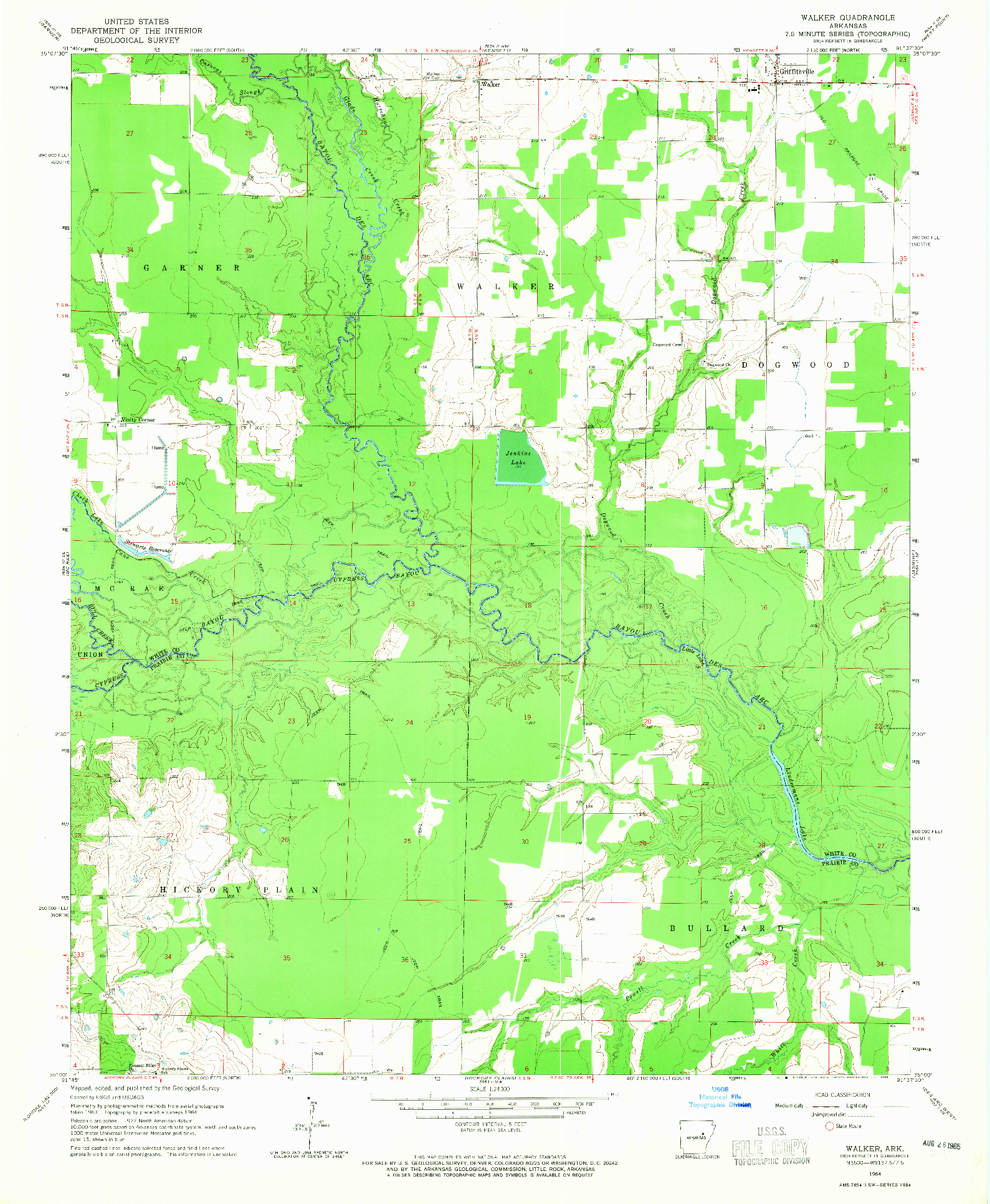 USGS 1:24000-SCALE QUADRANGLE FOR WALKER, AR 1964