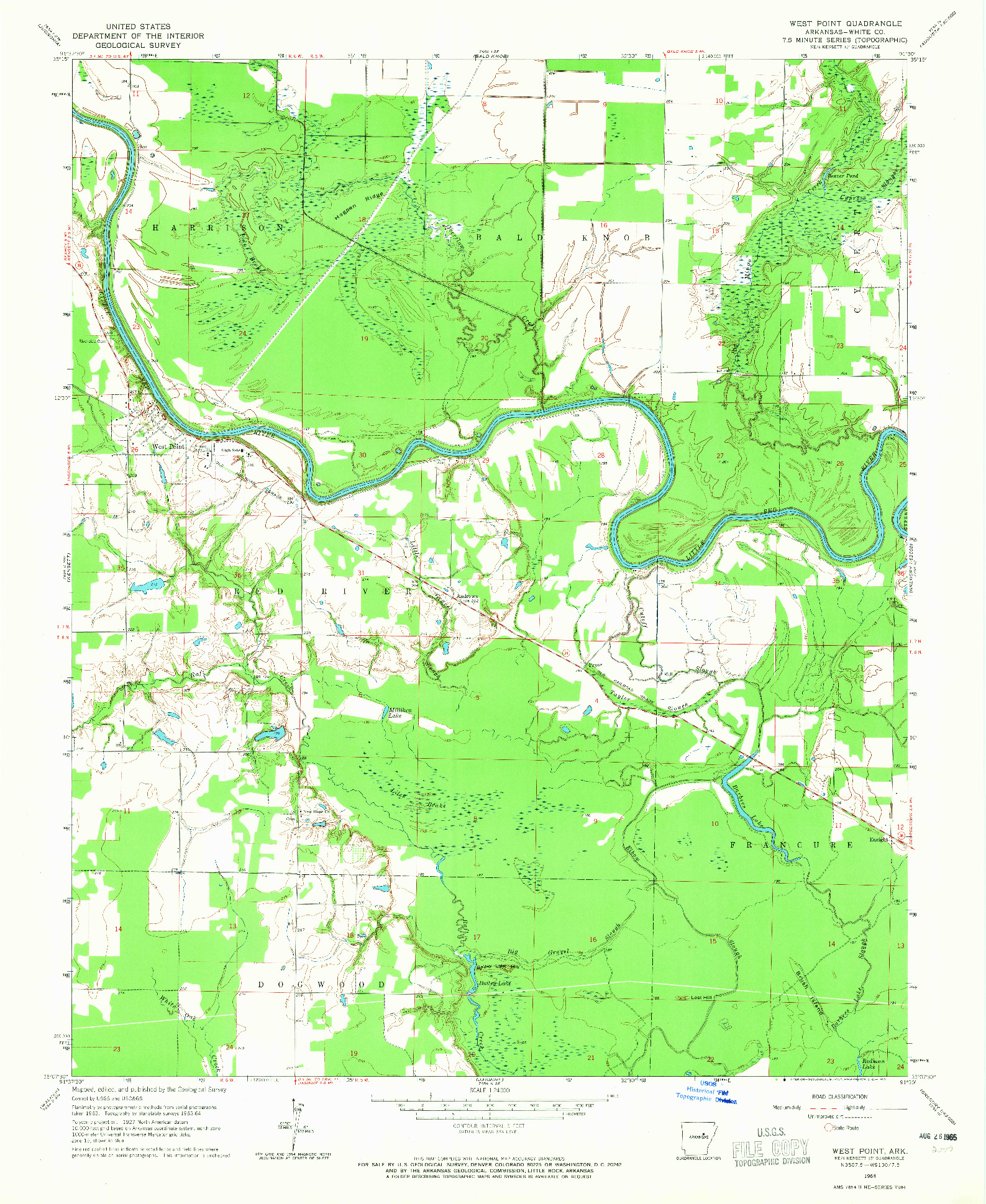 USGS 1:24000-SCALE QUADRANGLE FOR WEST POINT, AR 1964