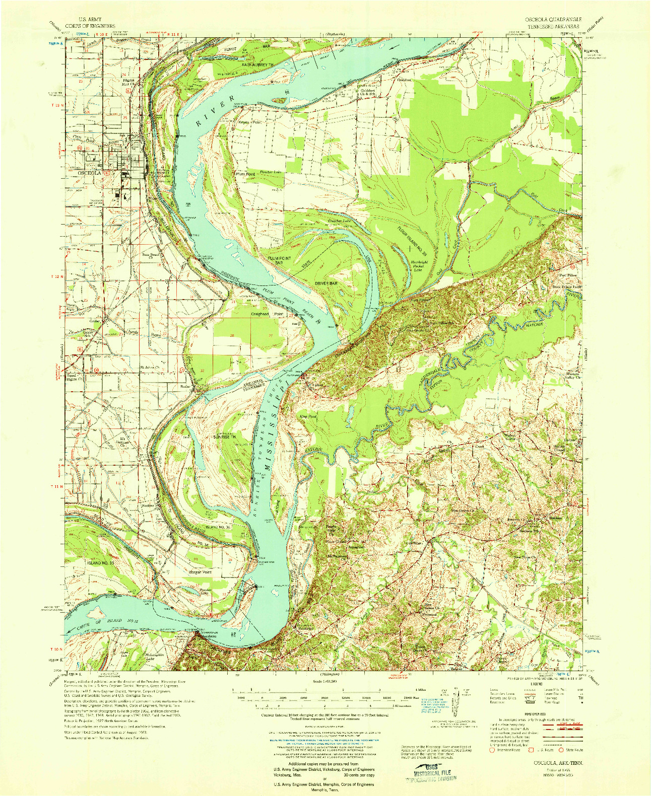 USGS 1:62500-SCALE QUADRANGLE FOR OSCEOLA, AR 1965