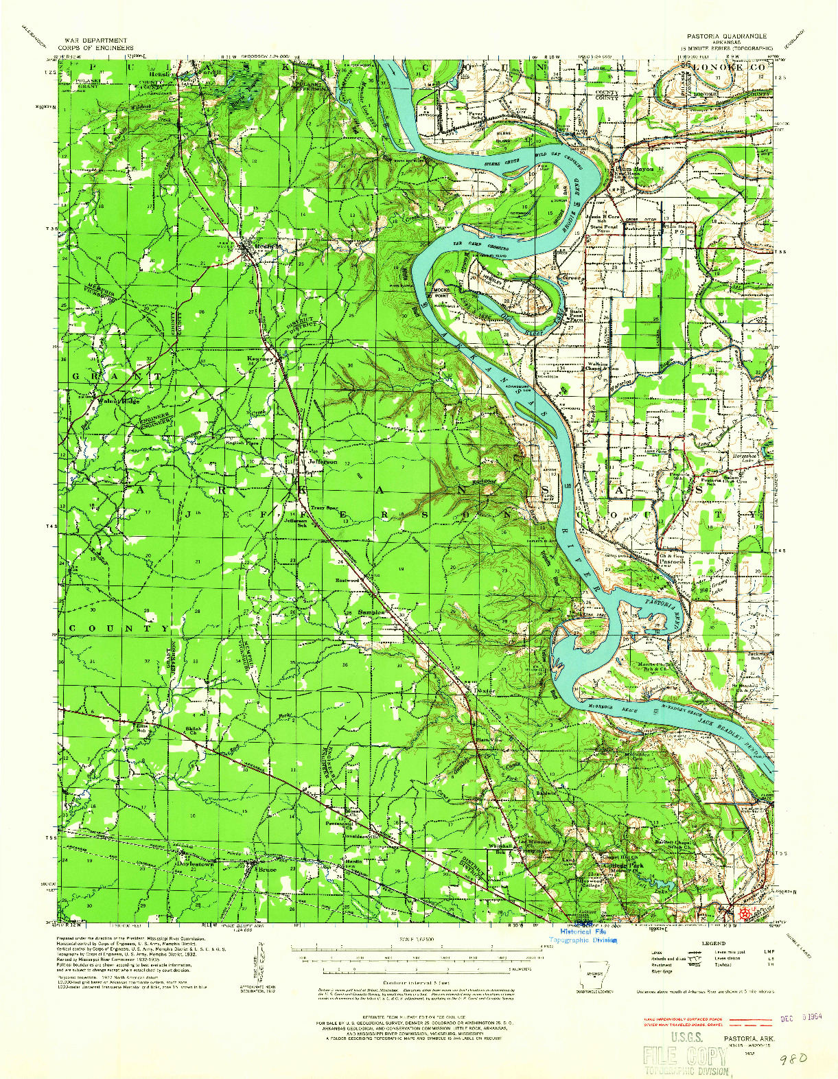 USGS 1:62500-SCALE QUADRANGLE FOR PASTORIA, AR 1932