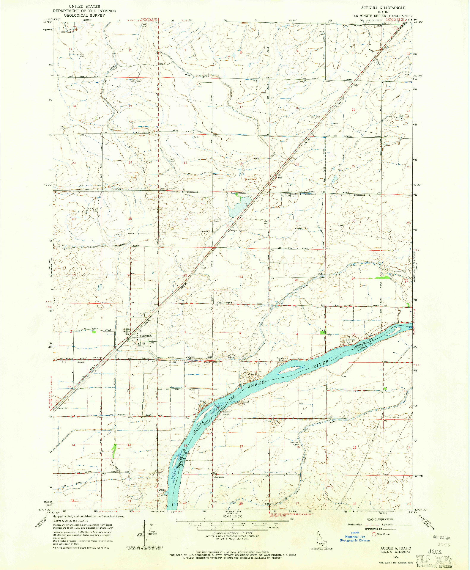USGS 1:24000-SCALE QUADRANGLE FOR ACEQUIA, ID 1964