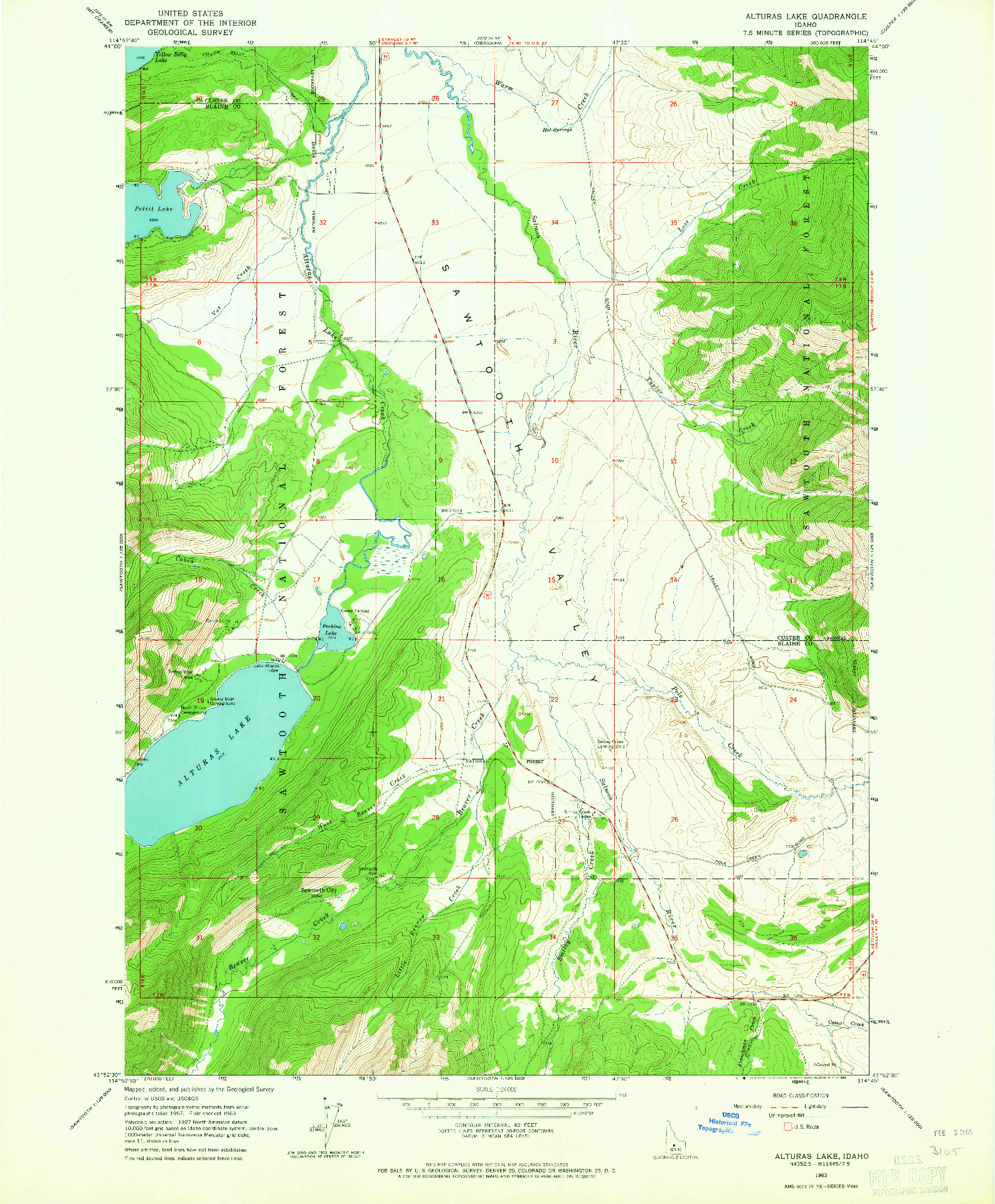 USGS 1:24000-SCALE QUADRANGLE FOR ALTURAS LAKE, ID 1963