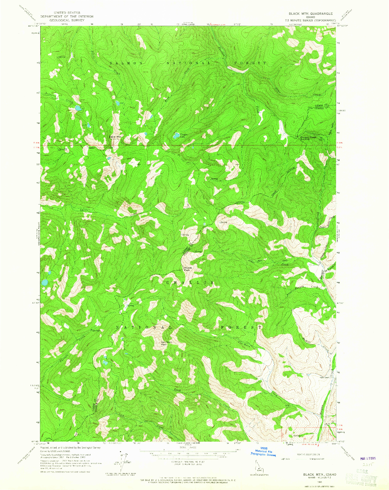 USGS 1:24000-SCALE QUADRANGLE FOR BLACK MTN, ID 1963