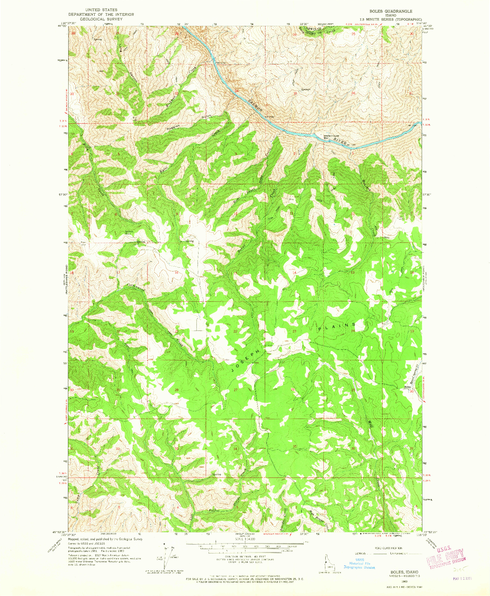 USGS 1:24000-SCALE QUADRANGLE FOR BOLES, ID 1963