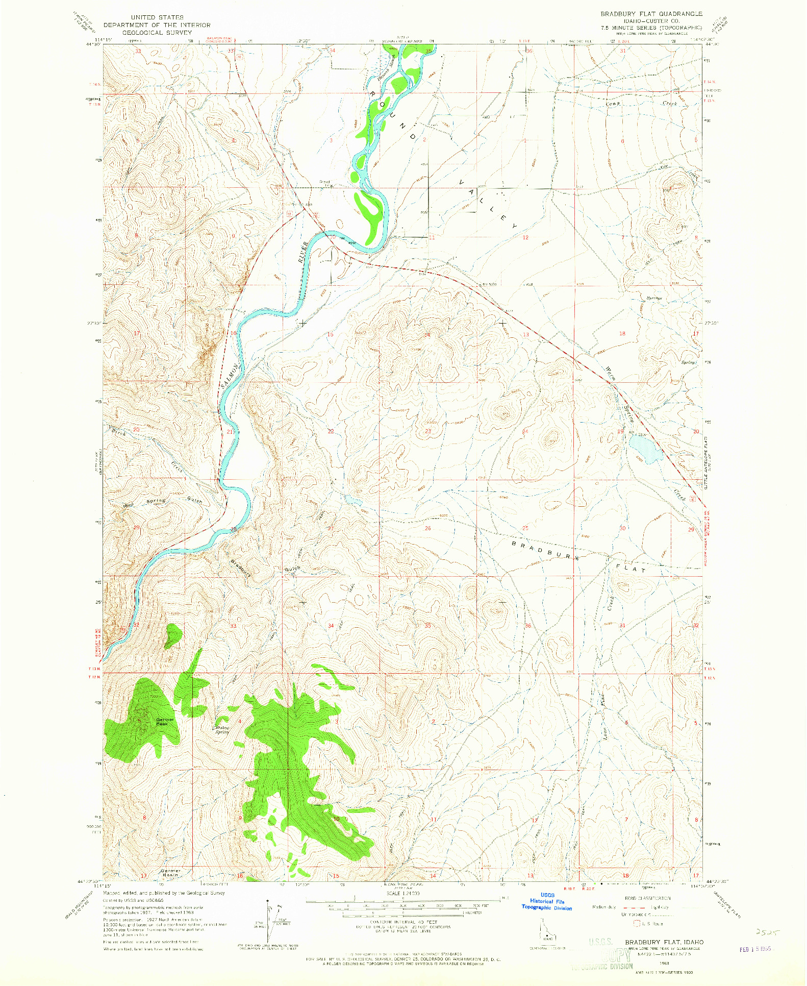 USGS 1:24000-SCALE QUADRANGLE FOR BRADBURY FLAT, ID 1963