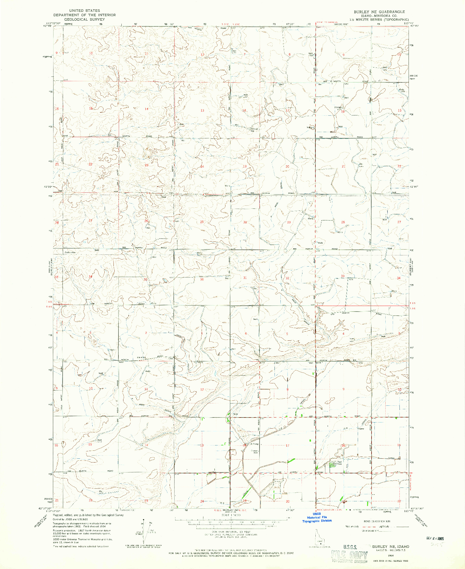 USGS 1:24000-SCALE QUADRANGLE FOR BURLEY NE, ID 1964