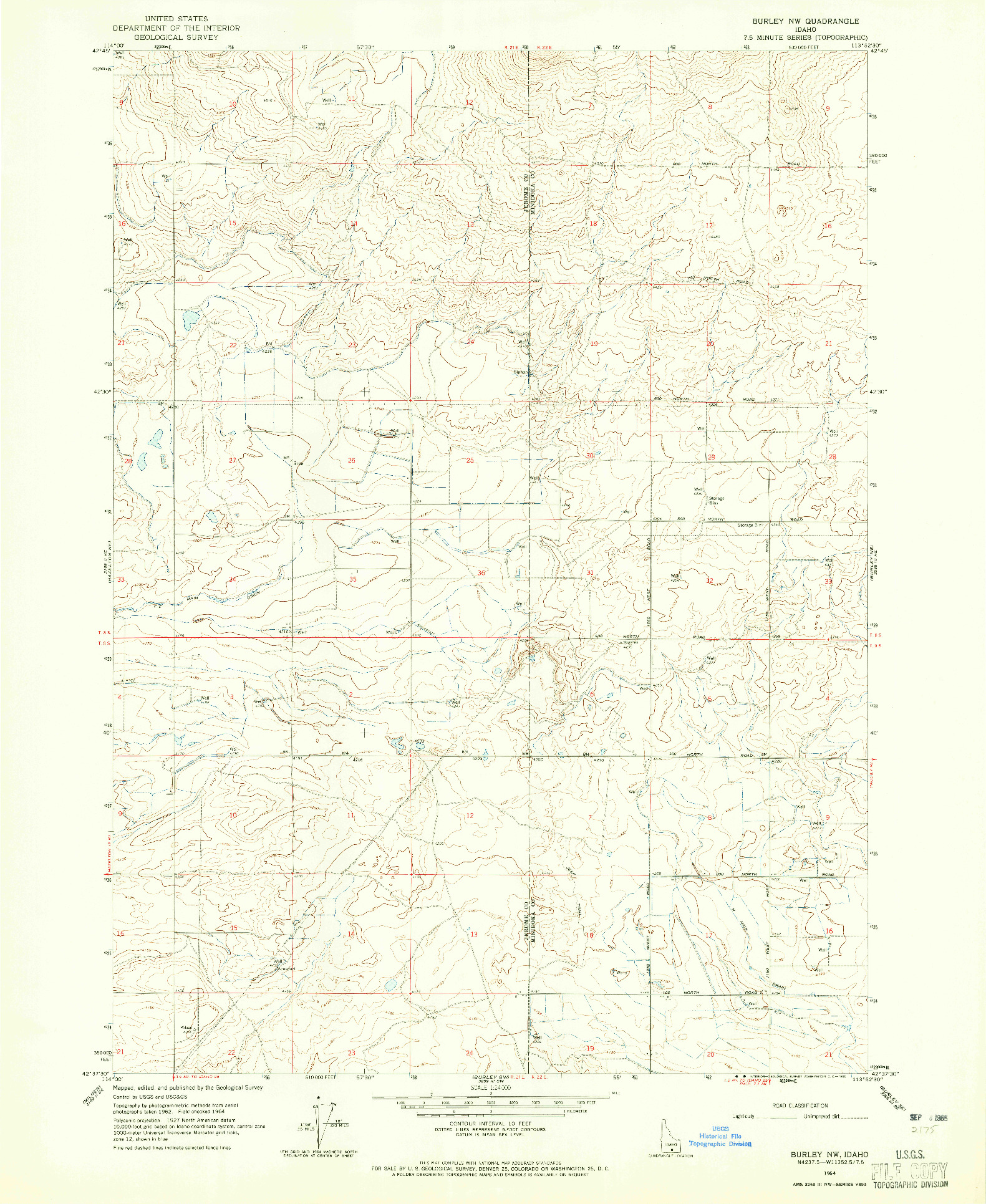 USGS 1:24000-SCALE QUADRANGLE FOR BURLEY NW, ID 1964