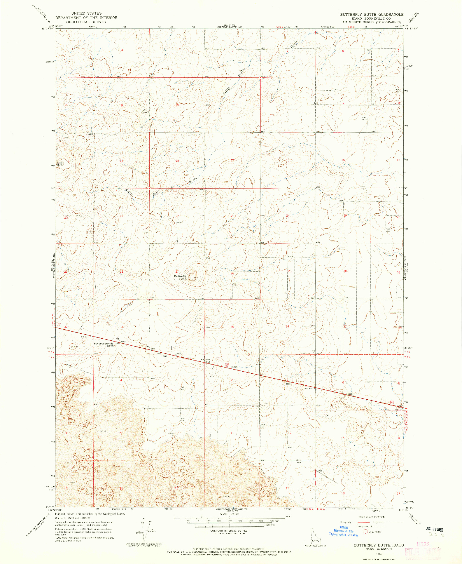 USGS 1:24000-SCALE QUADRANGLE FOR BUTTERFLY BUTTE, ID 1964