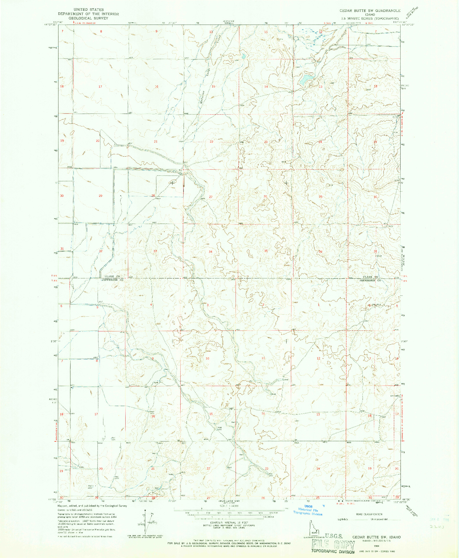 USGS 1:24000-SCALE QUADRANGLE FOR CEDAR BUTTE SW, ID 1964