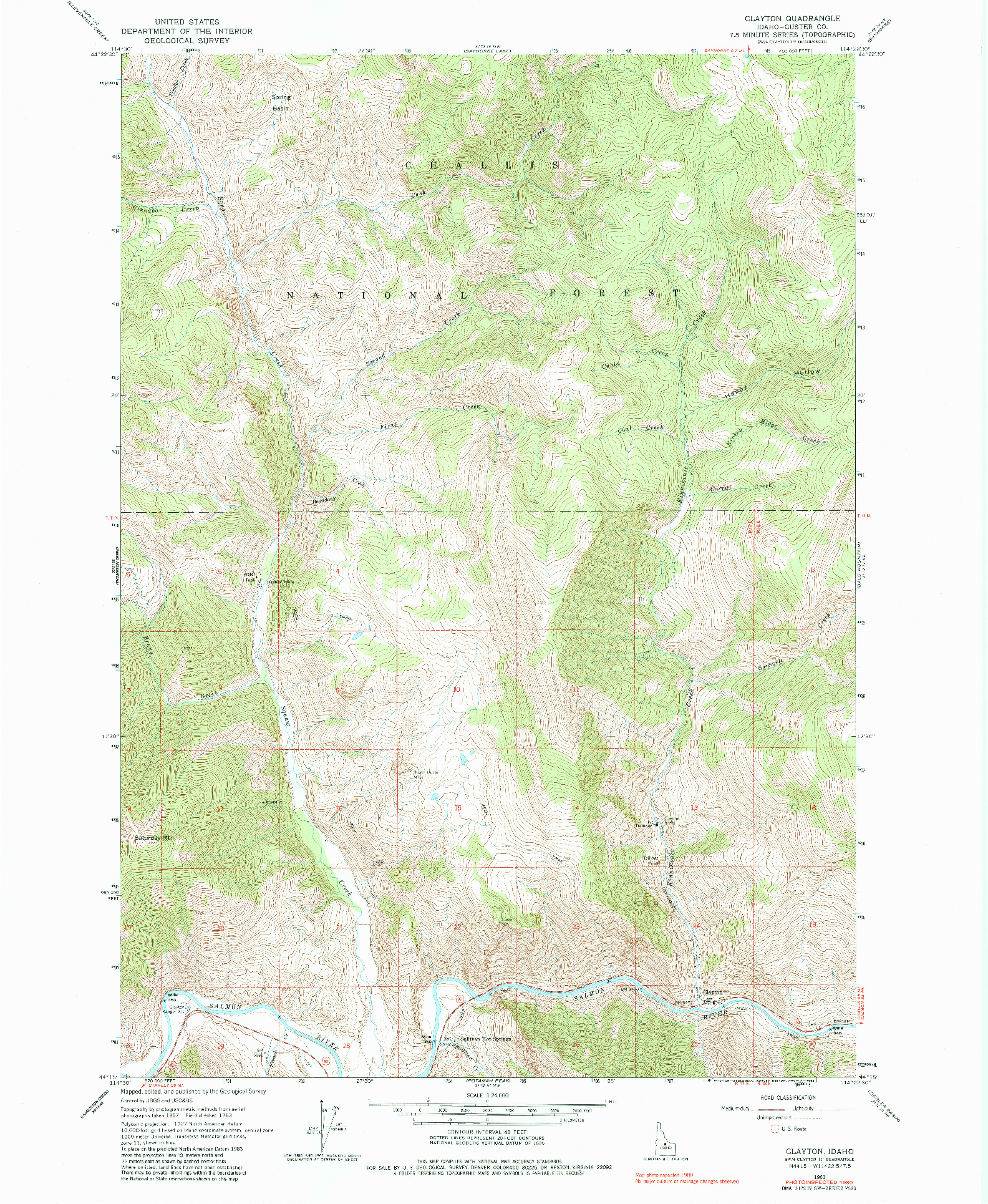 USGS 1:24000-SCALE QUADRANGLE FOR CLAYTON, ID 1963