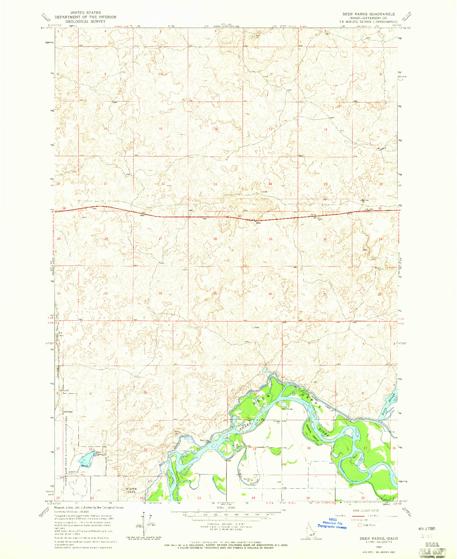 USGS 1:24000-SCALE QUADRANGLE FOR DEER PARKS, ID 1964