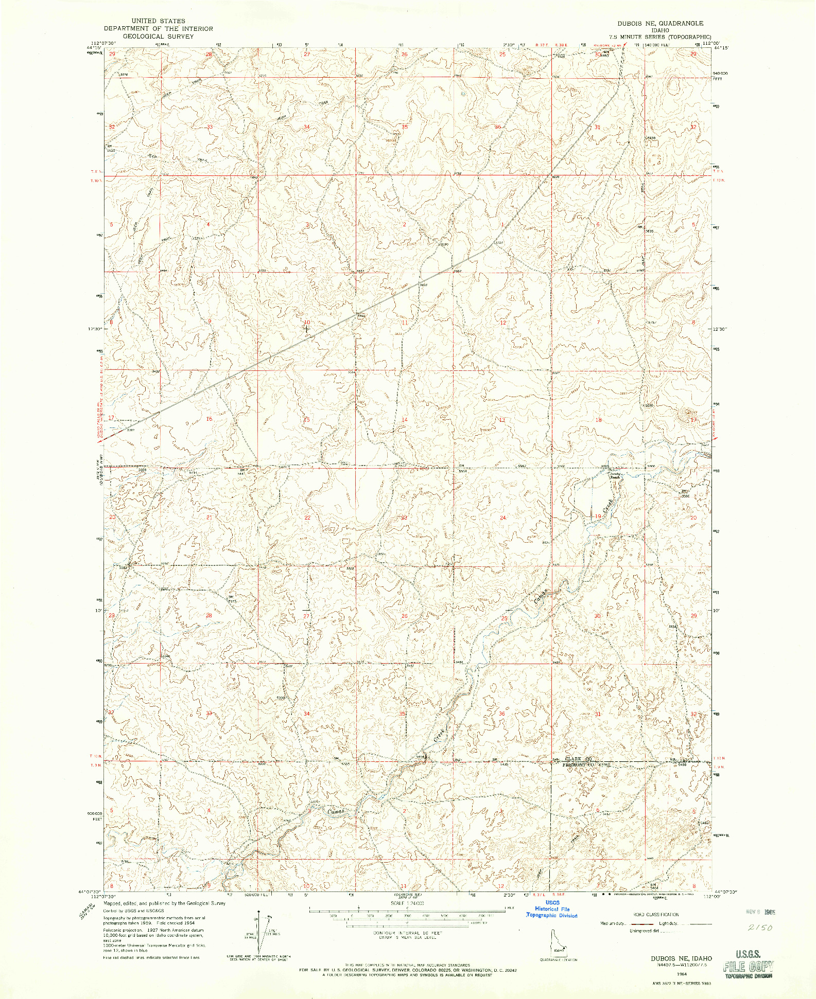 USGS 1:24000-SCALE QUADRANGLE FOR DUBOIS NE, ID 1964