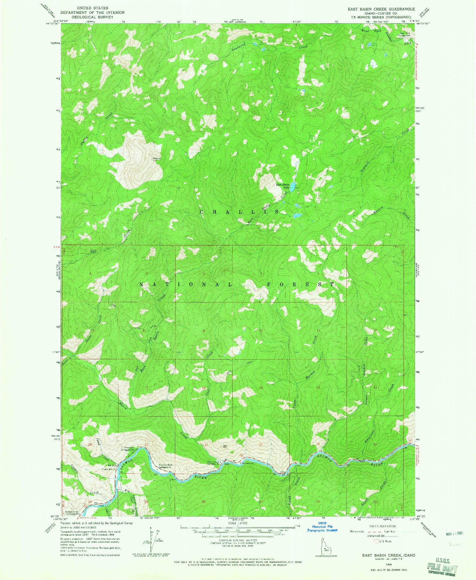 USGS 1:24000-SCALE QUADRANGLE FOR EAST BASIN CREEK, ID 1964