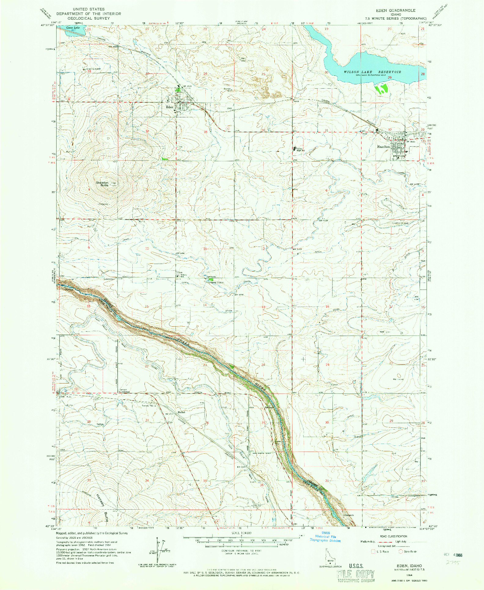 USGS 1:24000-SCALE QUADRANGLE FOR EDEN, ID 1964