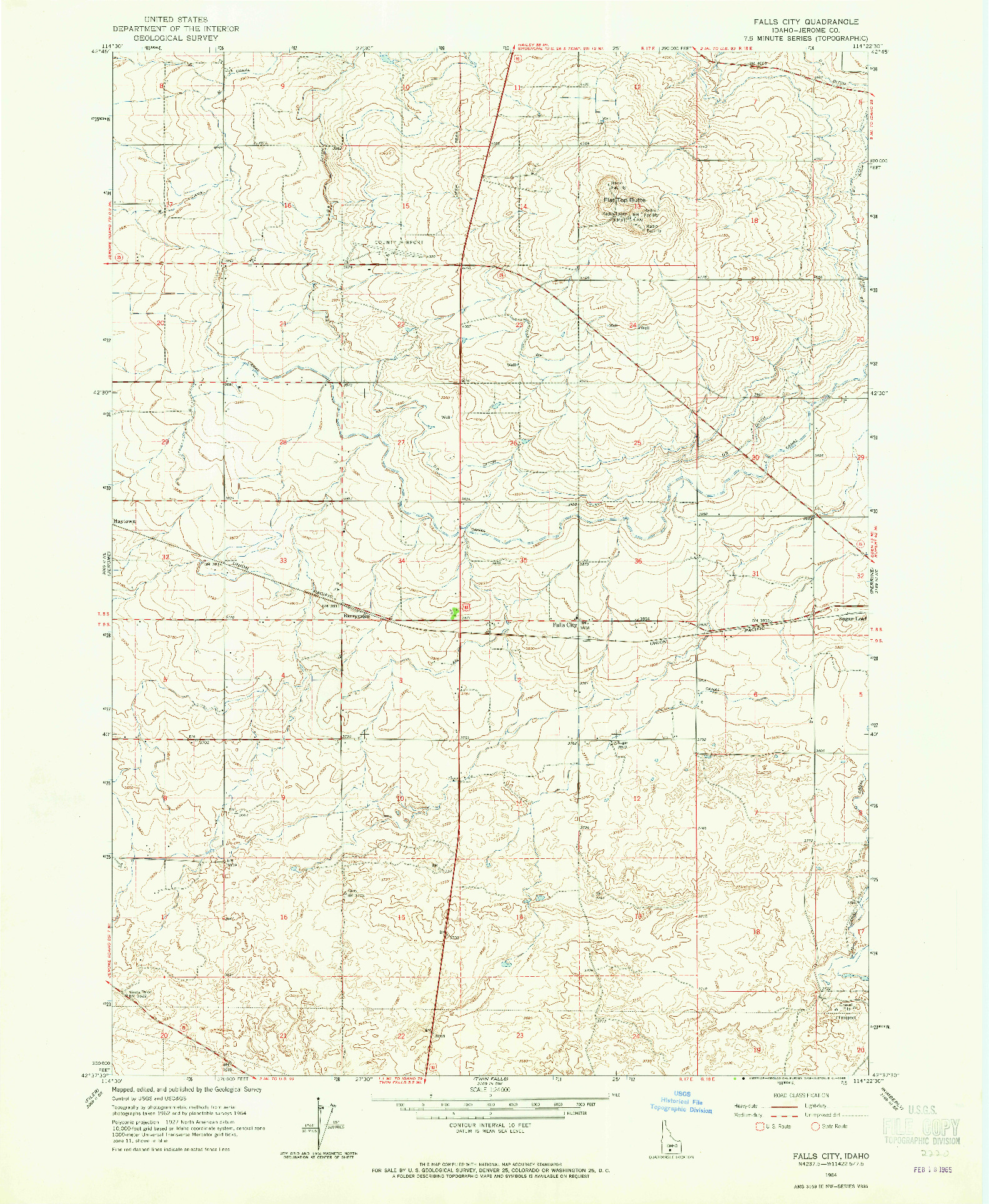 USGS 1:24000-SCALE QUADRANGLE FOR FALLS CITY, ID 1964