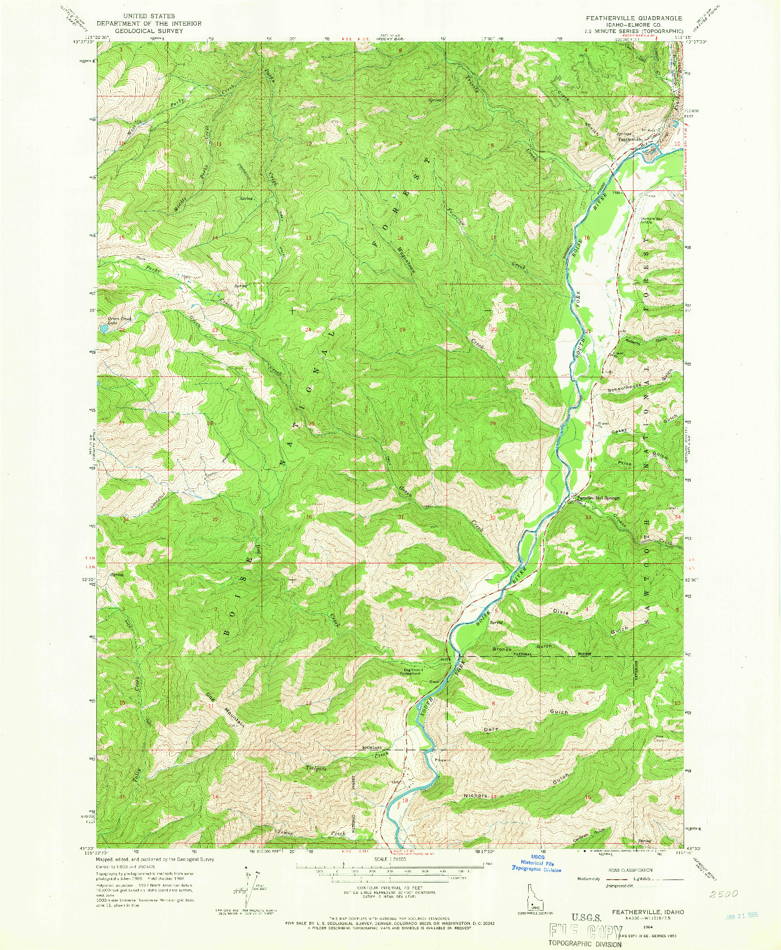 USGS 1:24000-SCALE QUADRANGLE FOR FEATHERVILLE, ID 1964