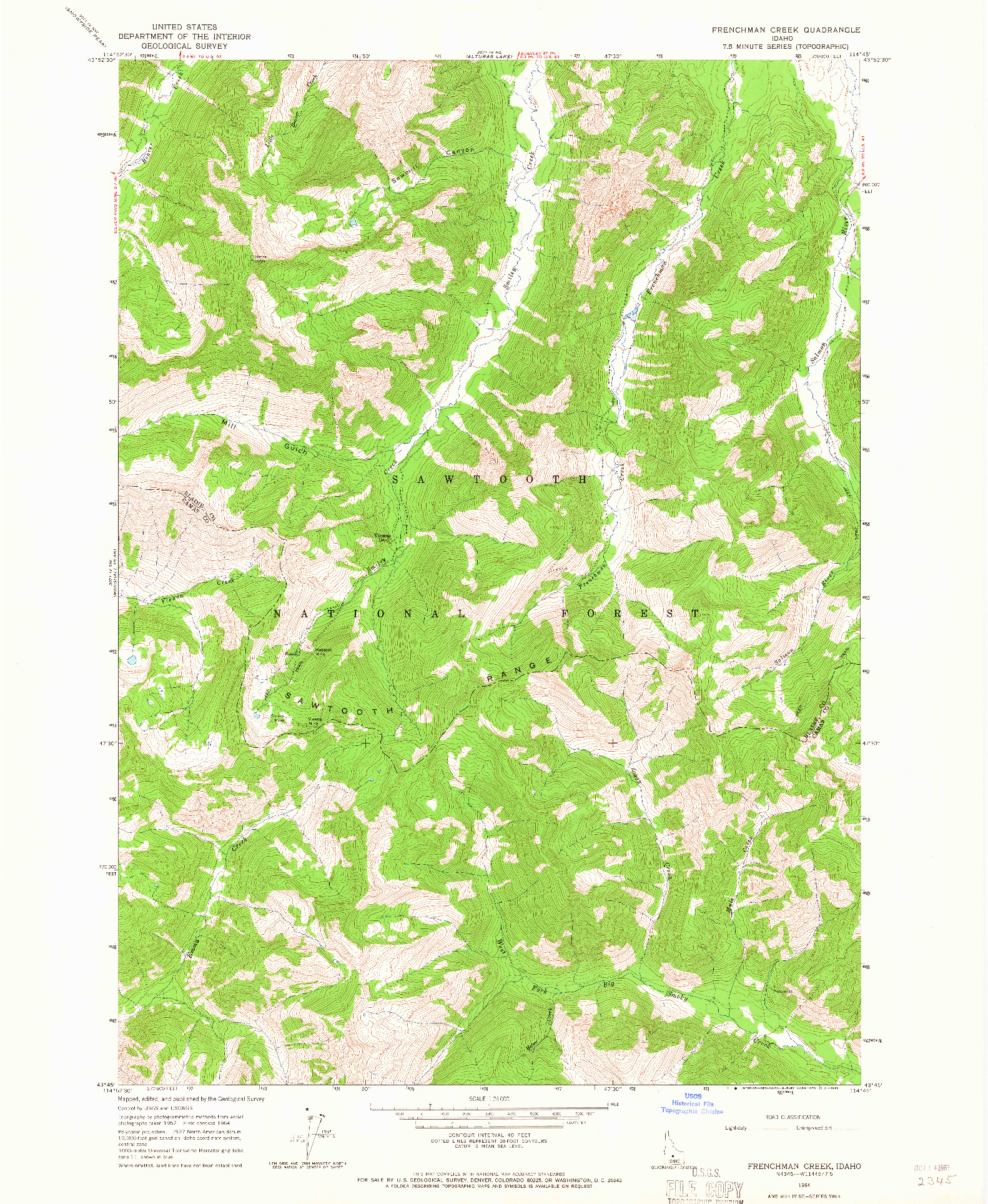 USGS 1:24000-SCALE QUADRANGLE FOR FRENCHMAN CREEK, ID 1964