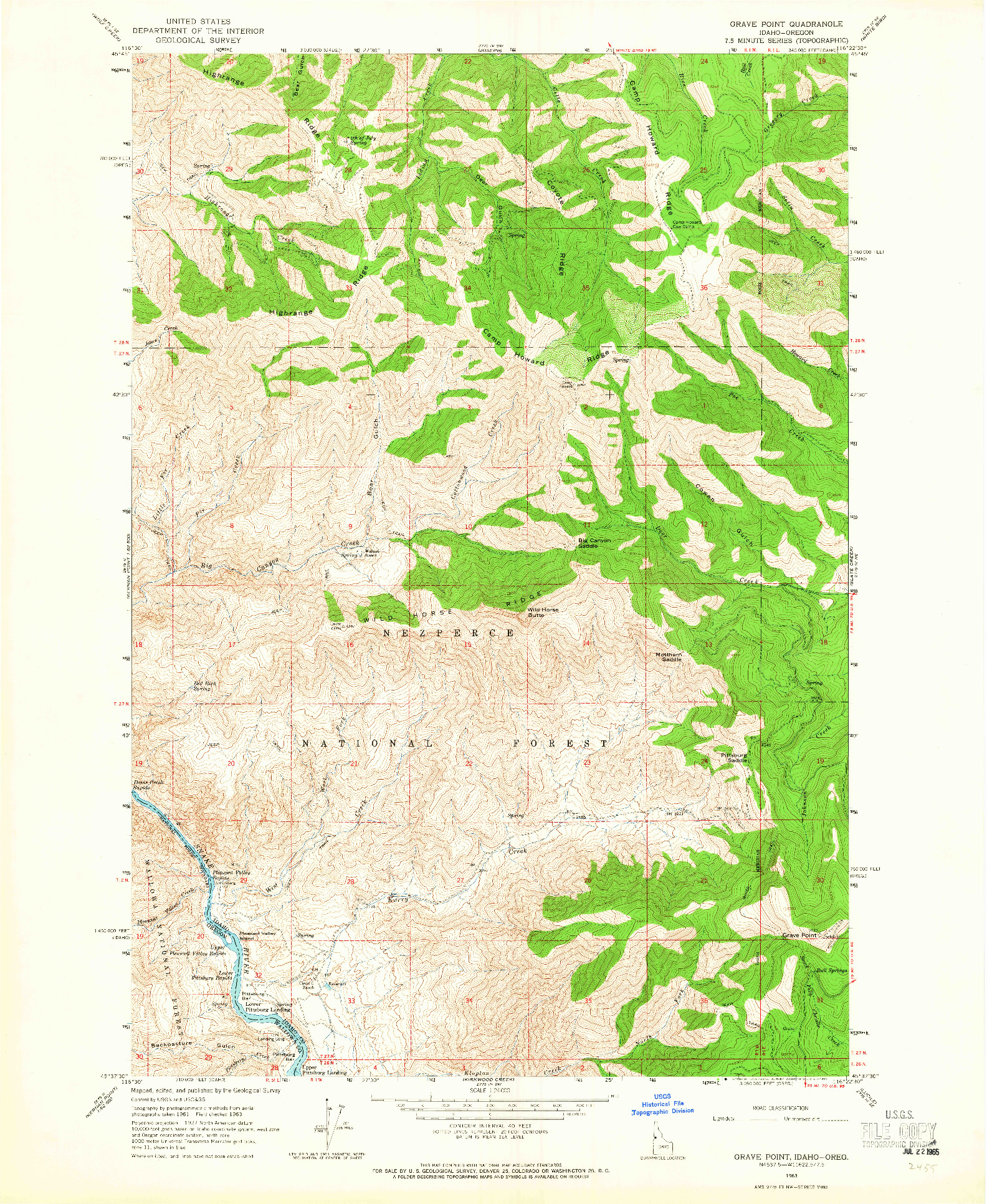 USGS 1:24000-SCALE QUADRANGLE FOR GRAVE POINT, ID 1963