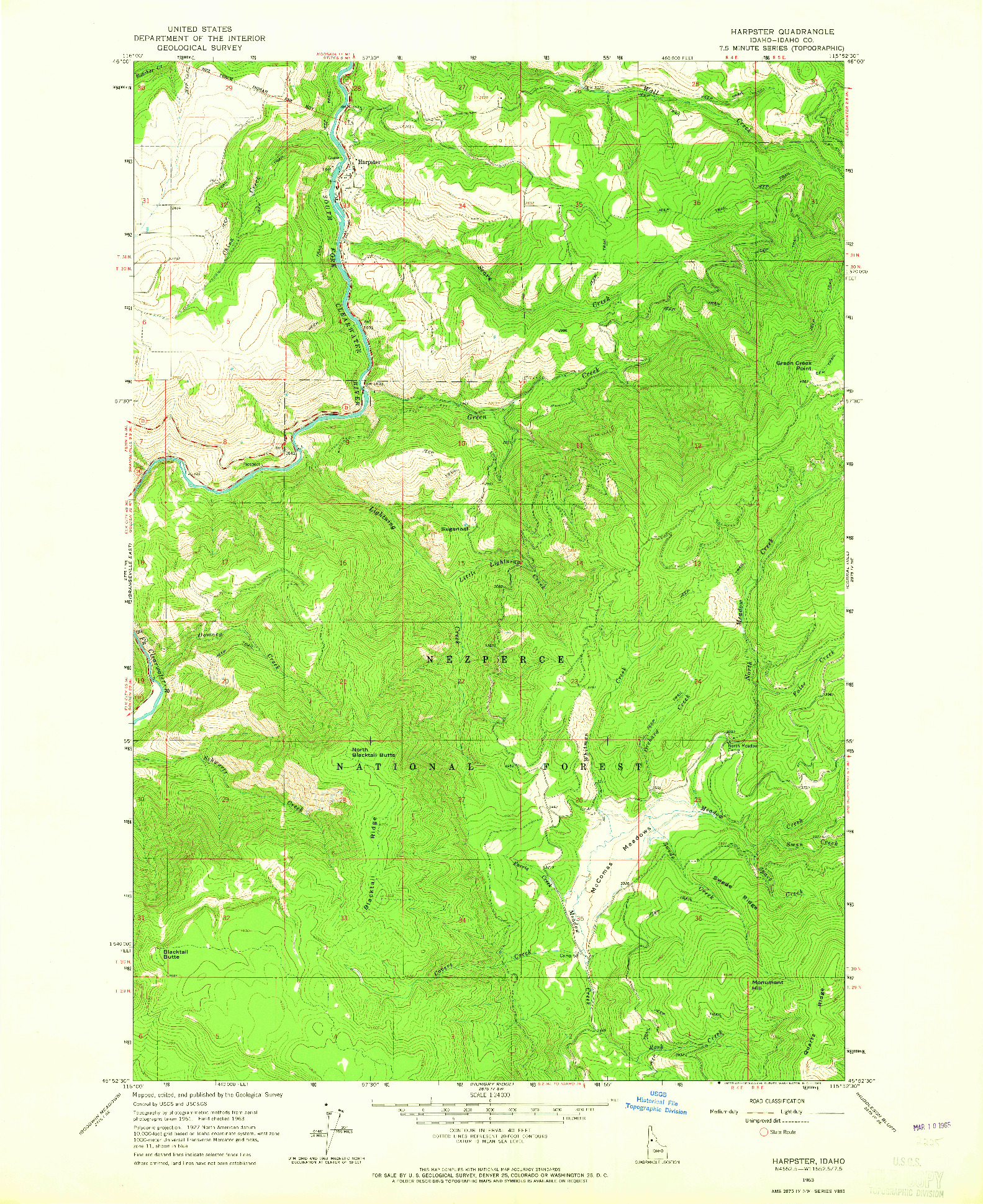 USGS 1:24000-SCALE QUADRANGLE FOR HARPSTER, ID 1963