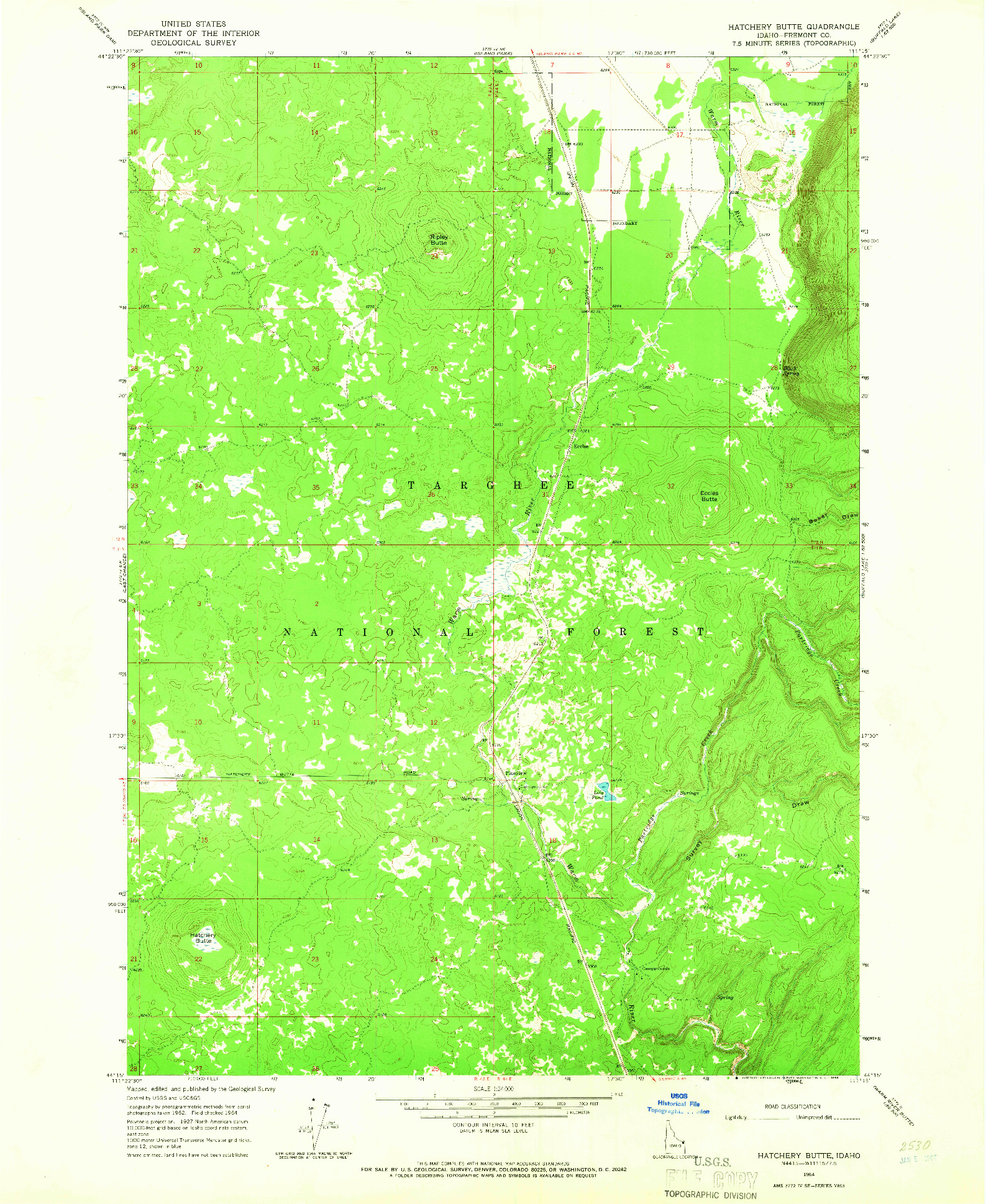 USGS 1:24000-SCALE QUADRANGLE FOR HATCHERY BUTTE, ID 1964