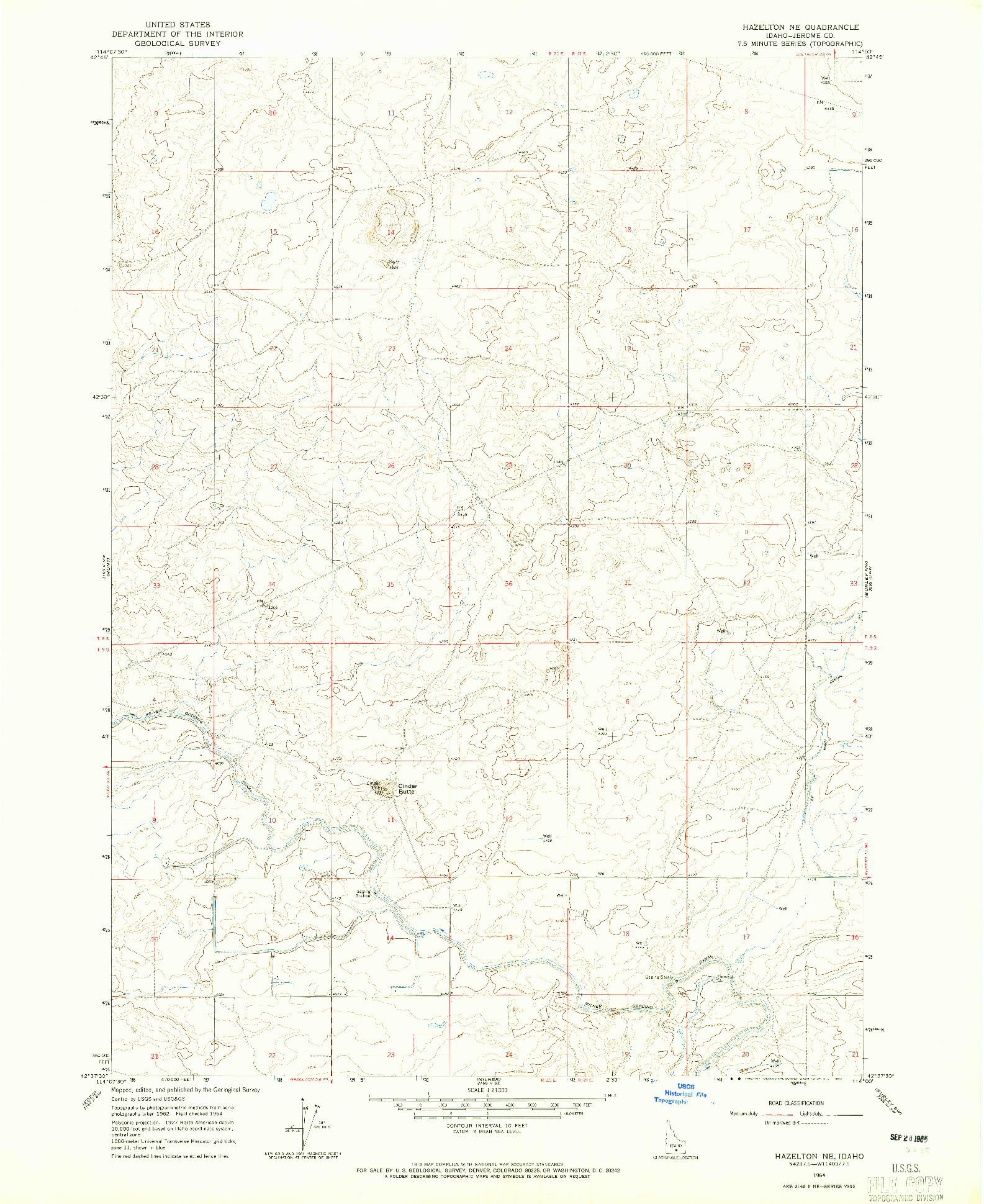 USGS 1:24000-SCALE QUADRANGLE FOR HAZELTON NE, ID 1964
